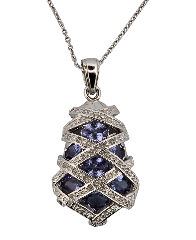 Výjimečný stříbrný náhrdelník s tanzanity