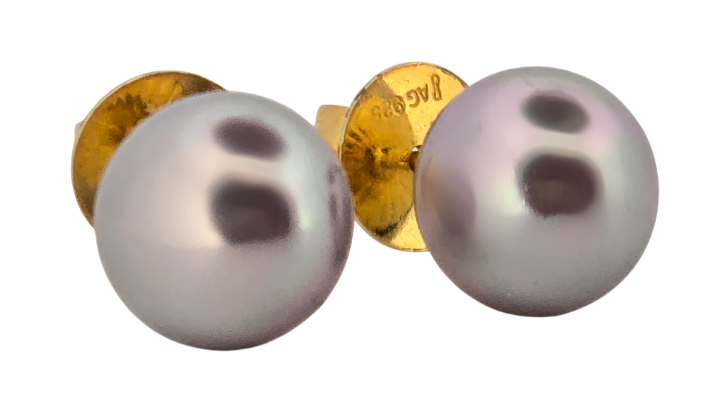 Stříbrné náušnice s perlou – pozlacené