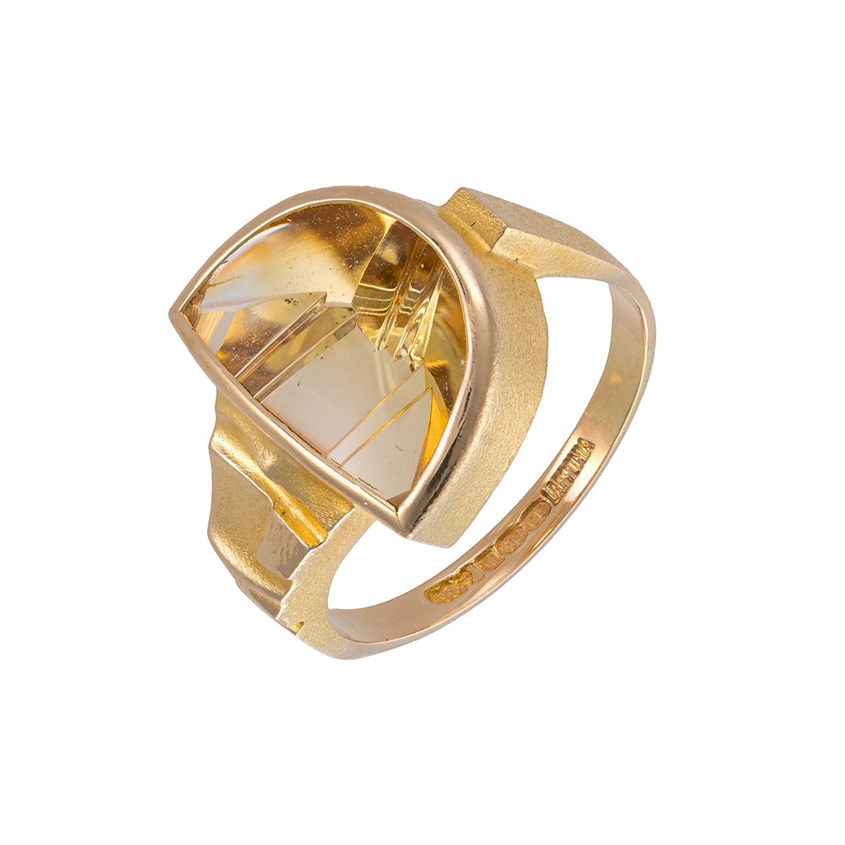 Zlatý prsten s přírodním citrínem (Lapponia)
