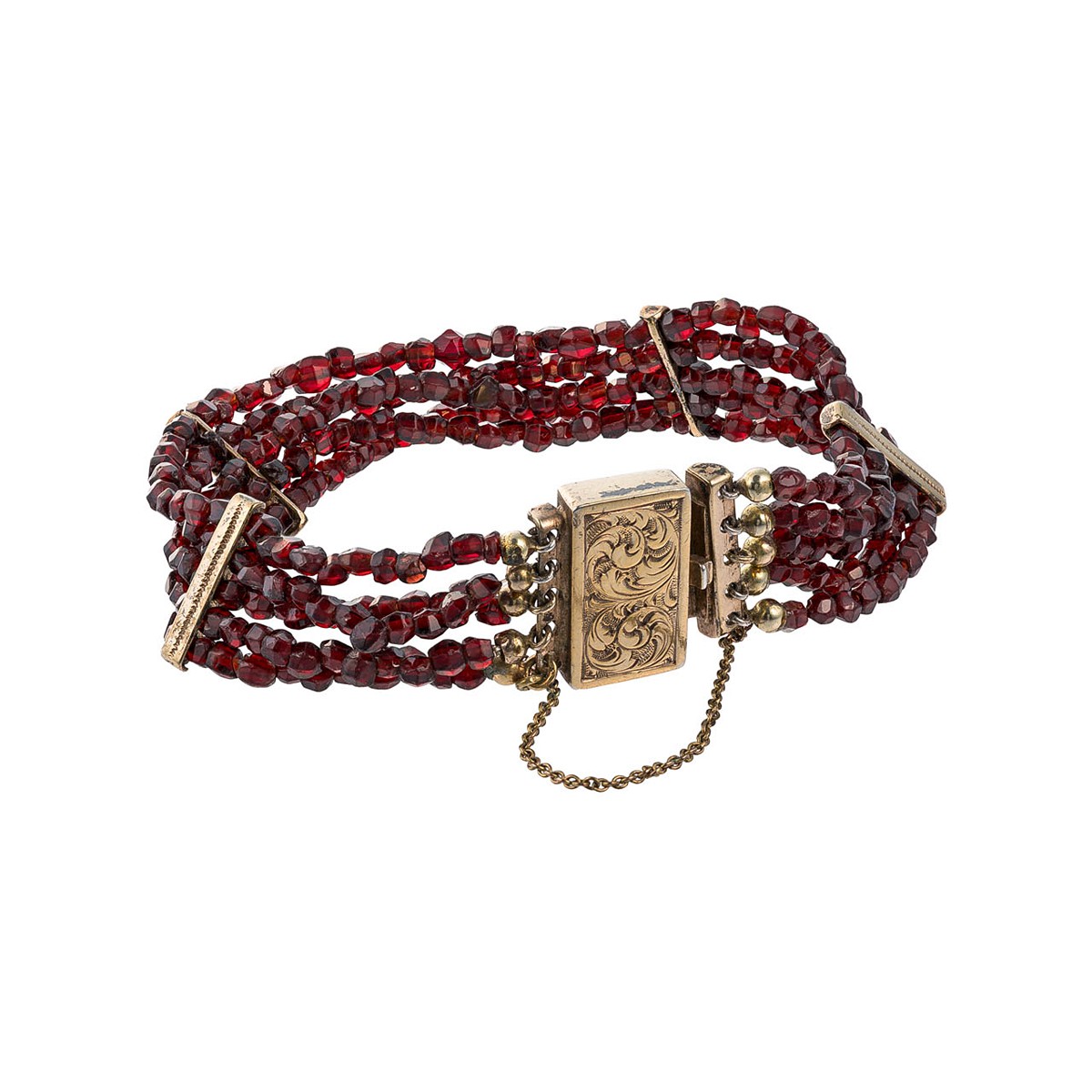 Stříbrný náramek z přírodních granátů