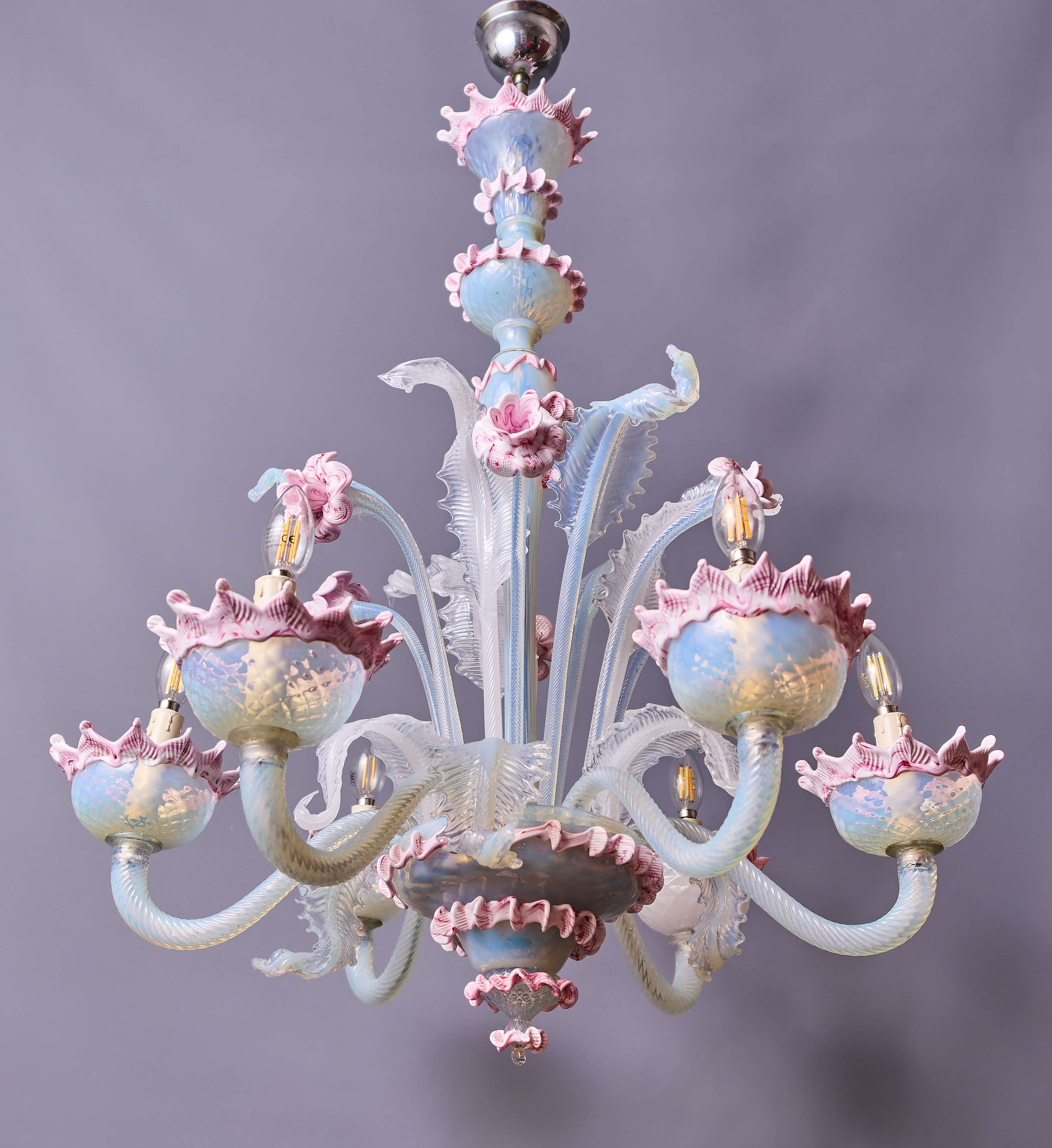 Šestiramenný benátský lustr Murano