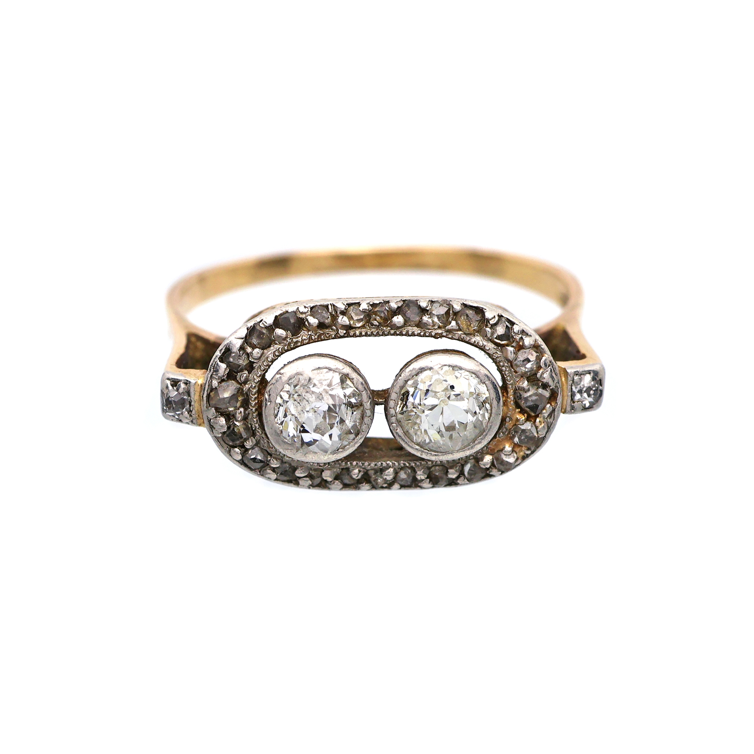 Art deco zlatý prsten s přírodními diamanty 0,77 ct