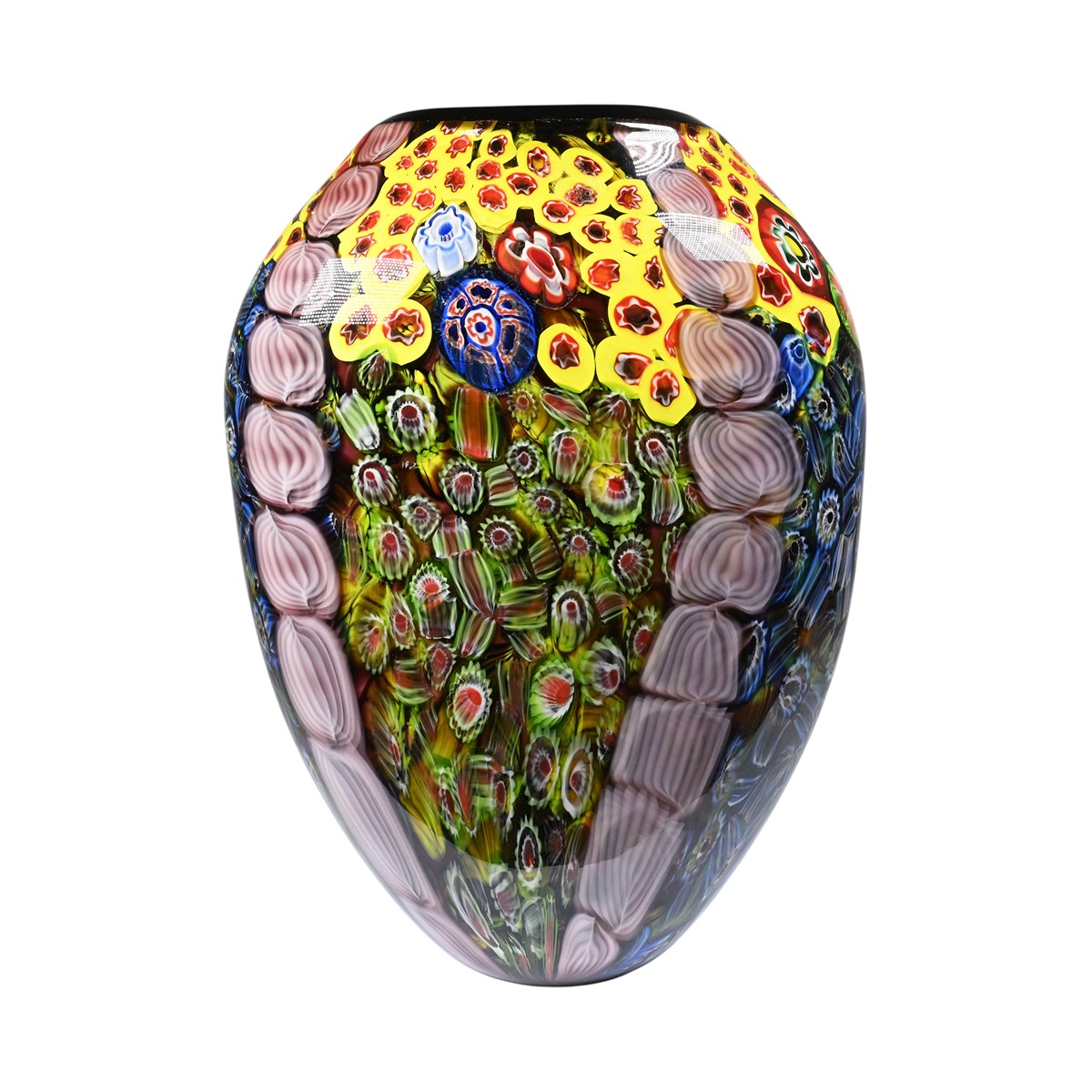 Velká skleněná váza s motivem millefiori
