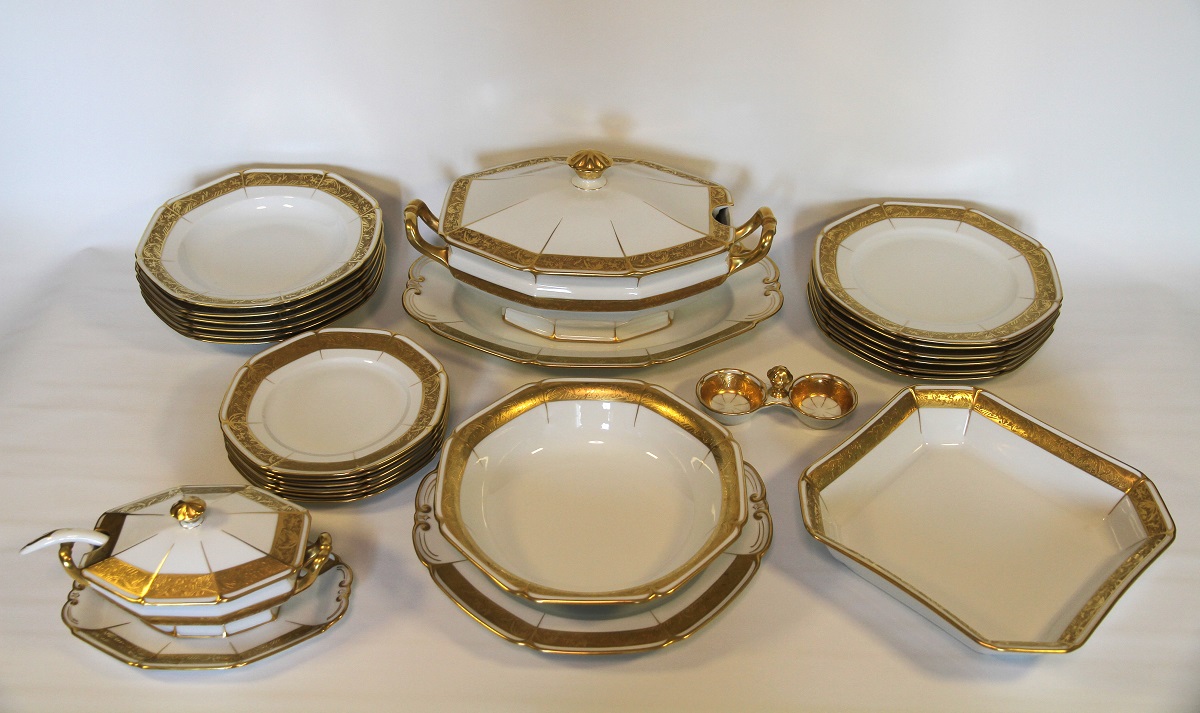 Luxusní art deco jídelní servis s oroplastikou