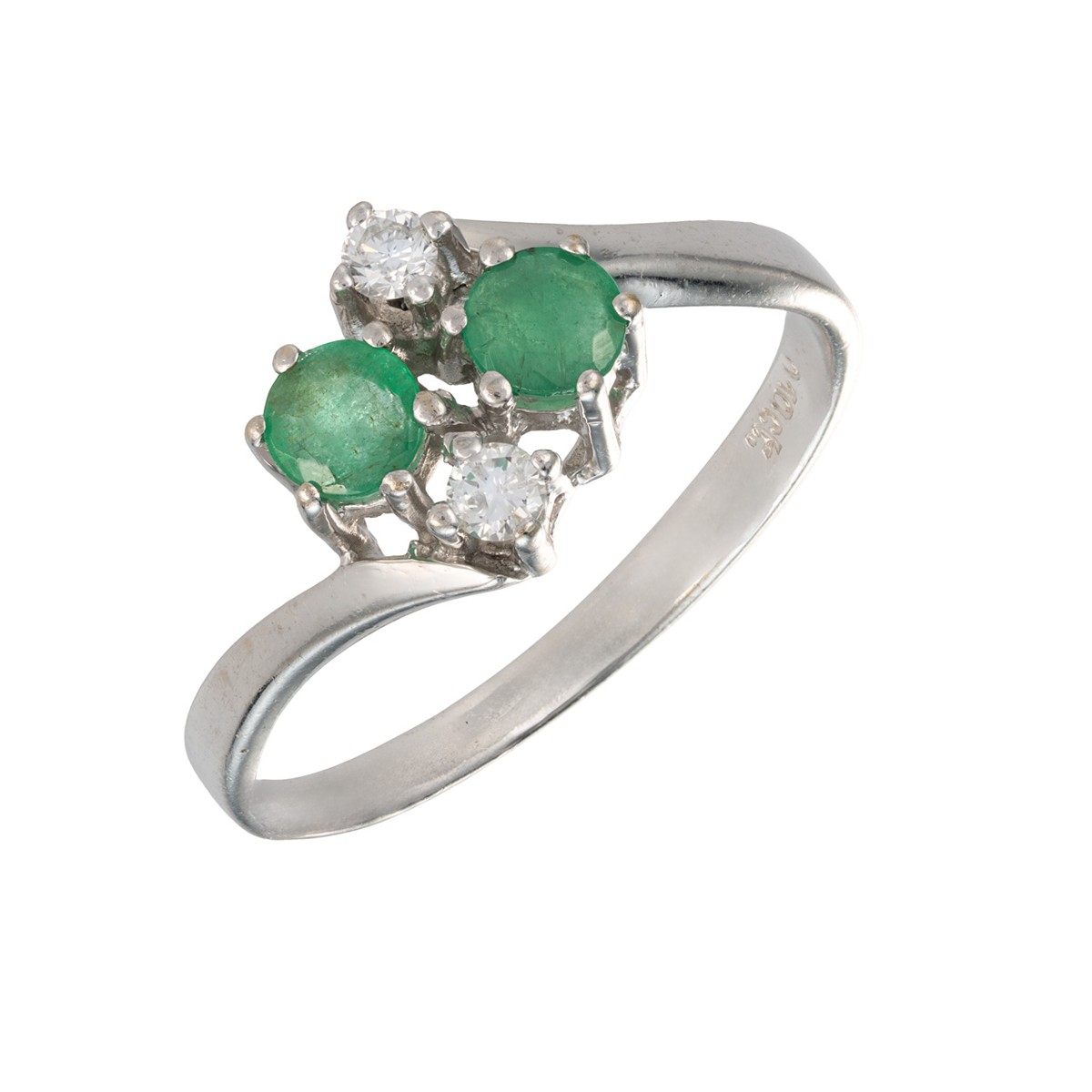 Zlatý prsten s přírodními smaragdy a diamanty