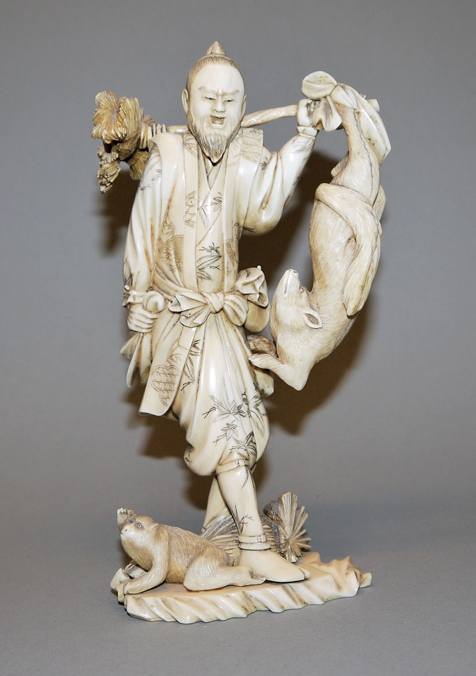 Okimono, Lovec s liškou