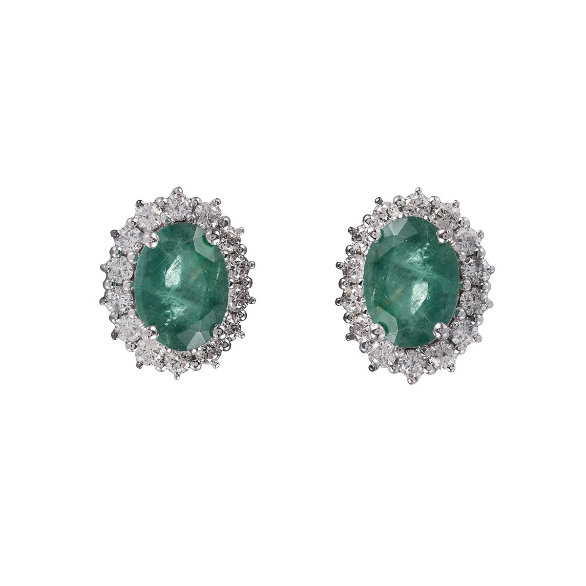 Smaragdové náušnice z bílého zlata se smaragdy 2,50 ct a diamanty 0,60 ct
