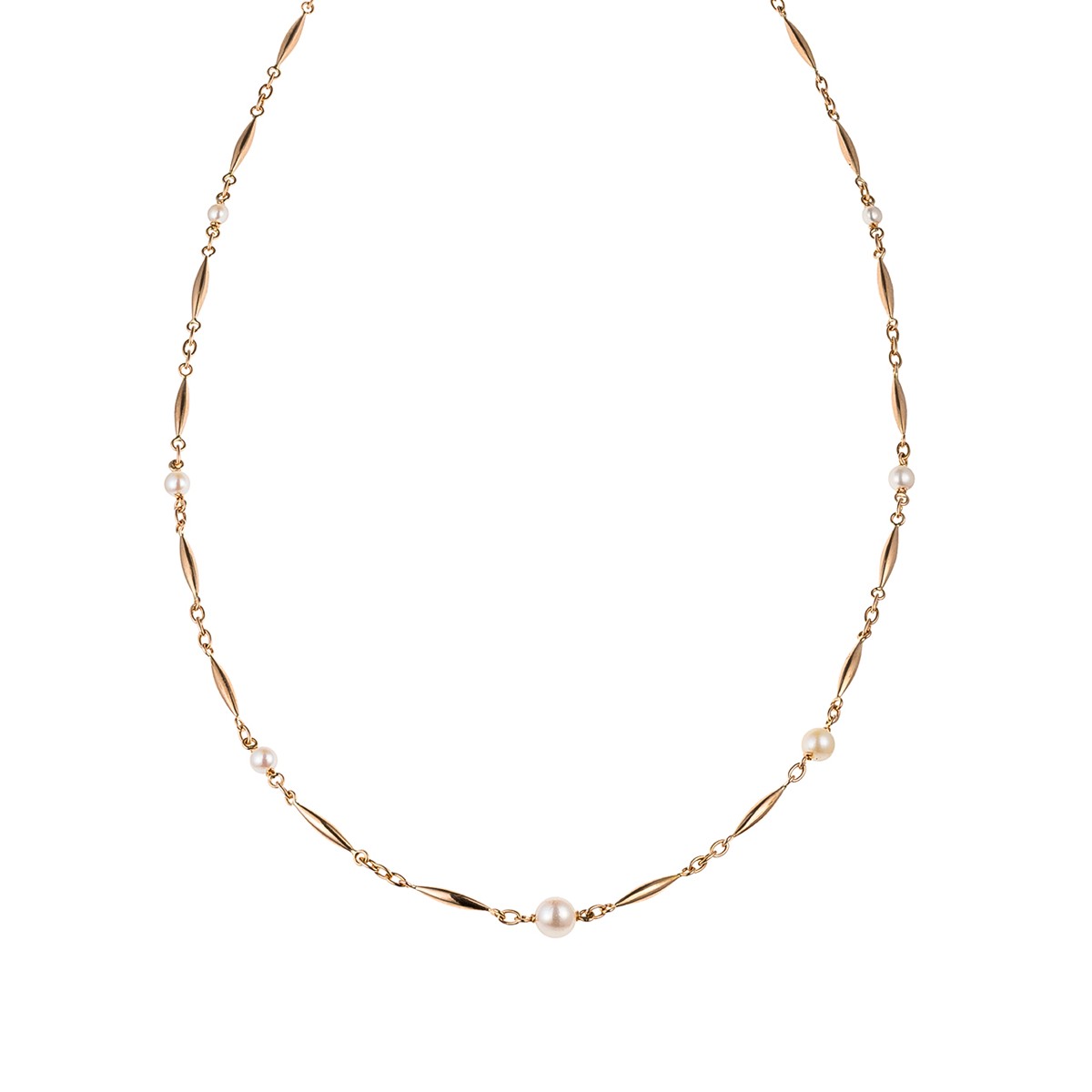 Náhrdelník ze žlutého zlata s přírodními perlami