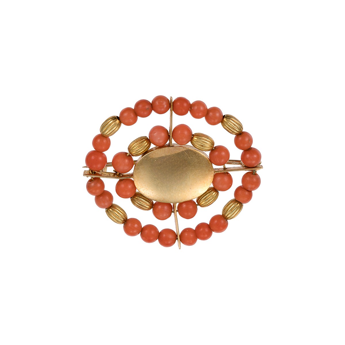 Zlatá brož s přírodními korály
