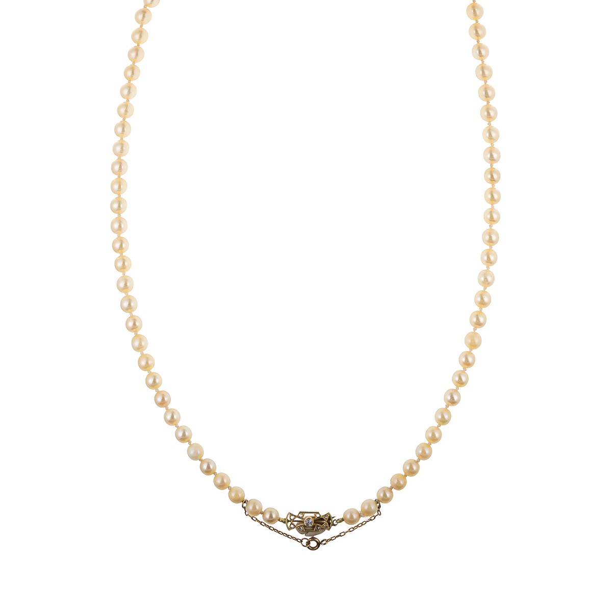 Náhrdelník z mořských perel Akoya se zlatou diamantovou sponou – certifikováno
