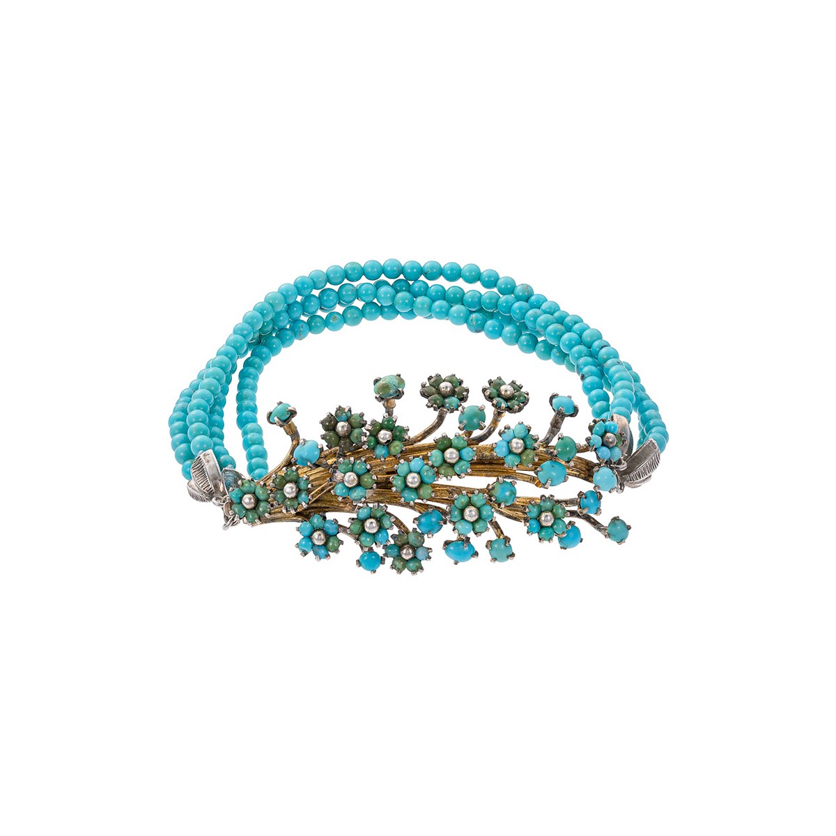 Autorský stříbrný náramek s tyrkysy – výrazný design