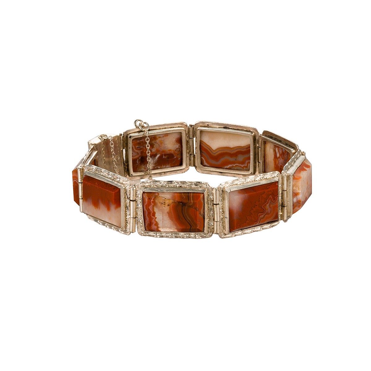 Stříbrný náramek s přírodními acháty