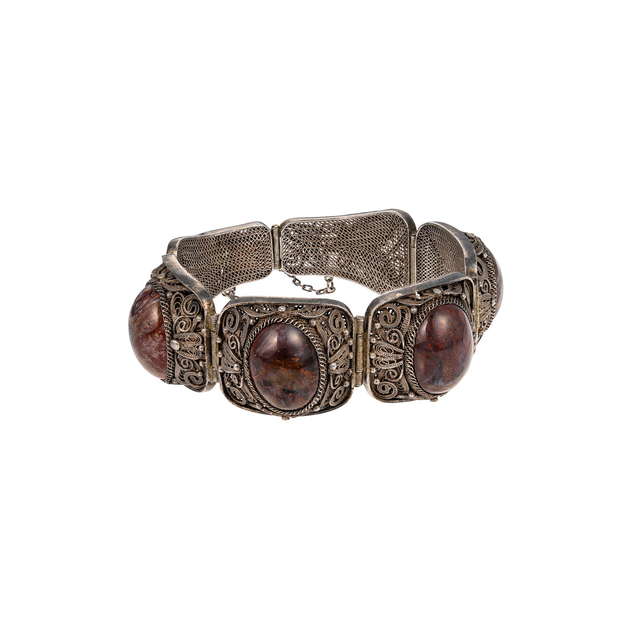 Stříbrný náramek s přírodními kameny