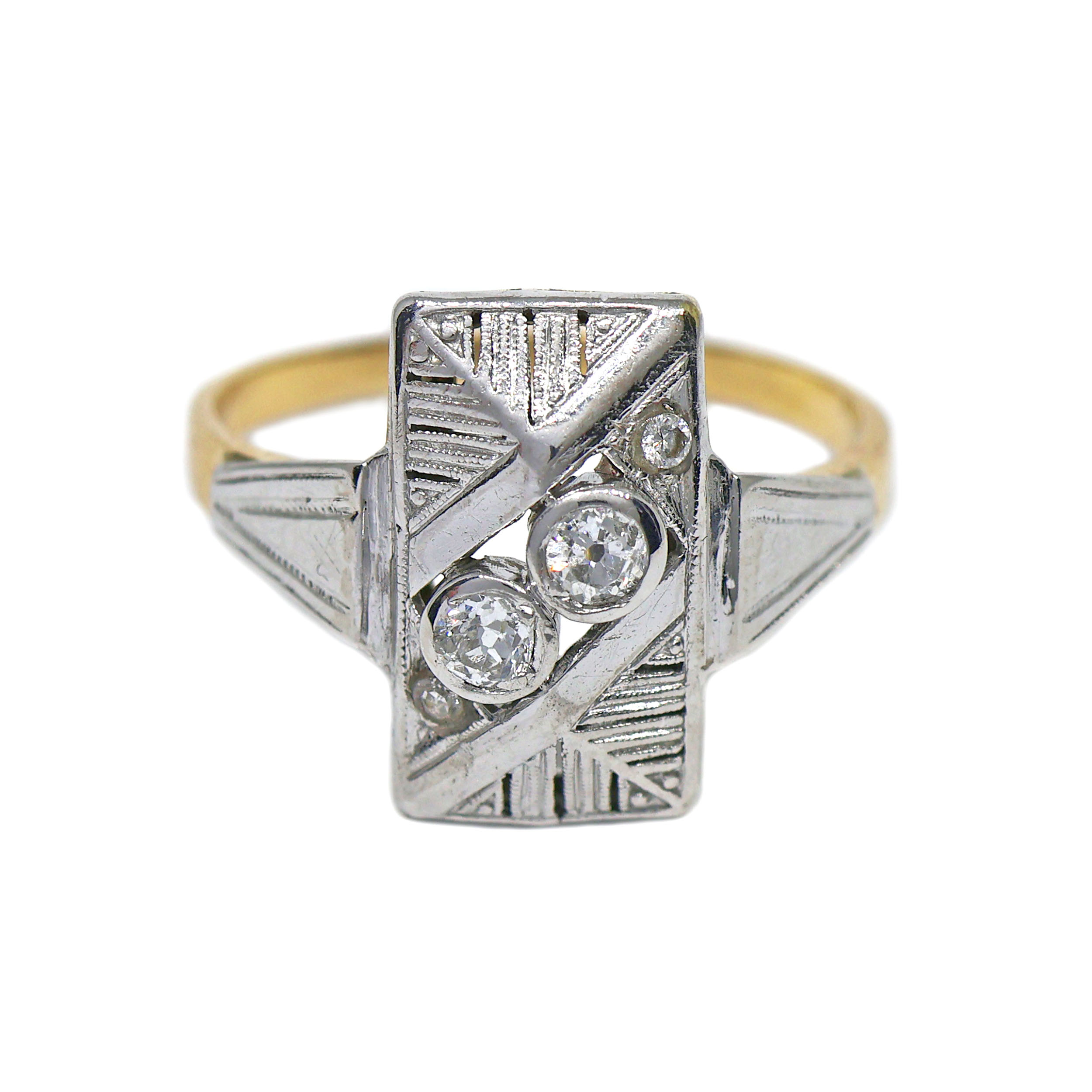 Art deco zlatý prsten s přírodními brilianty 0,25 ct