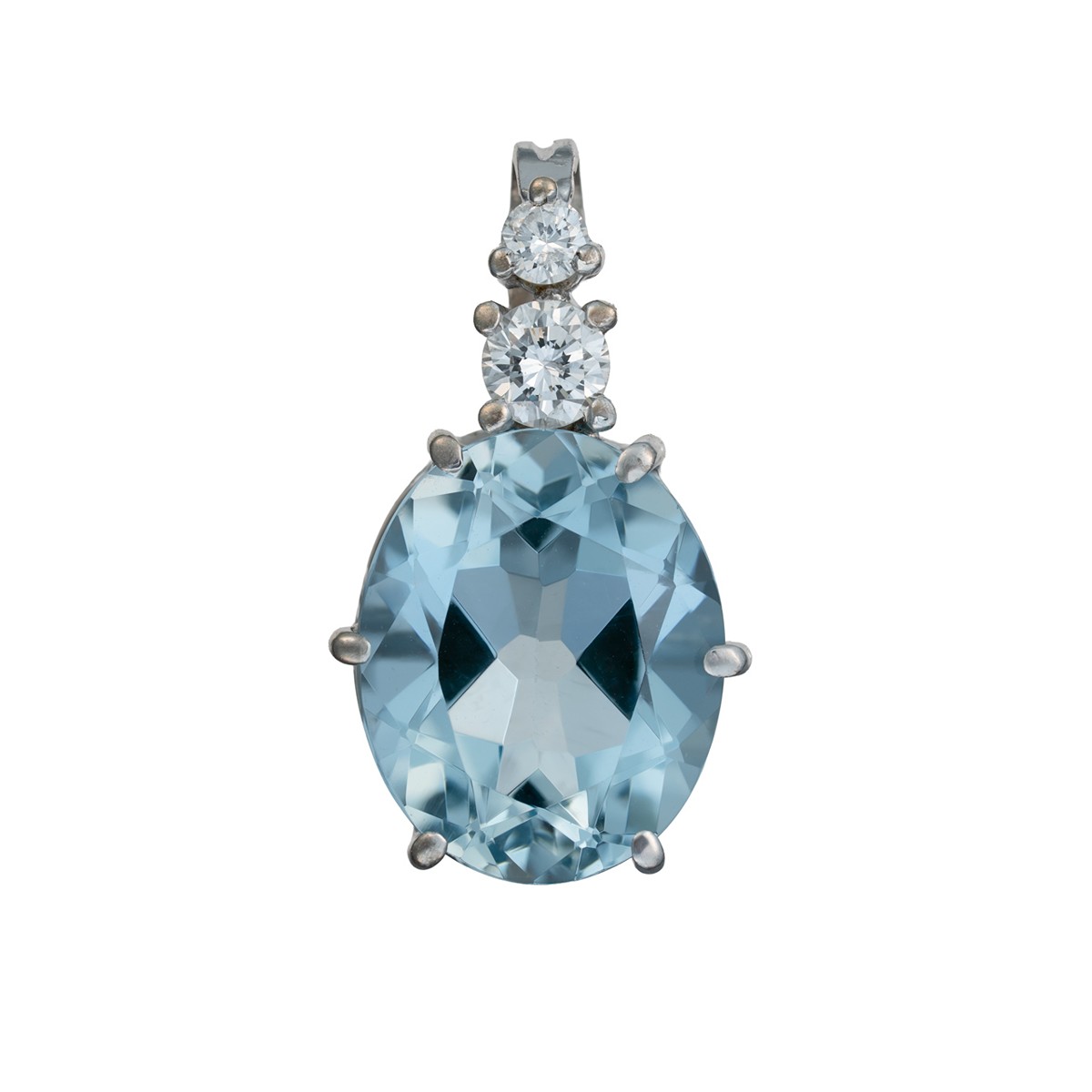 Akvamarínový přívěsek z bílého zlata 4,45 ct s diamanty 0,20 ct