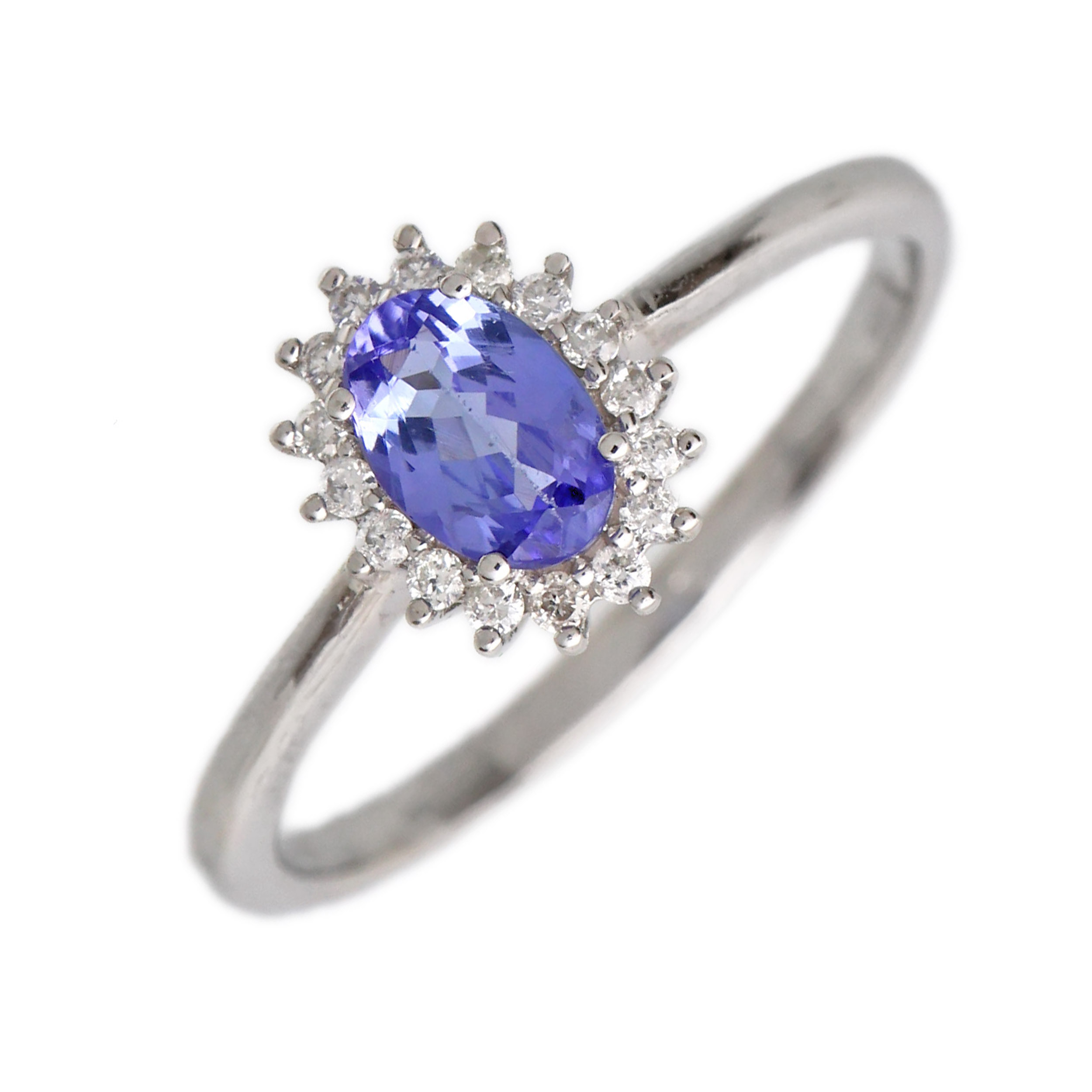 Zlatý prsten s přírodním tanzanitem 0,40 ct a diamanty