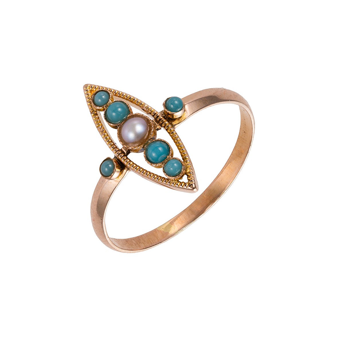 Tyrkysový prsten ze žlutého zlata