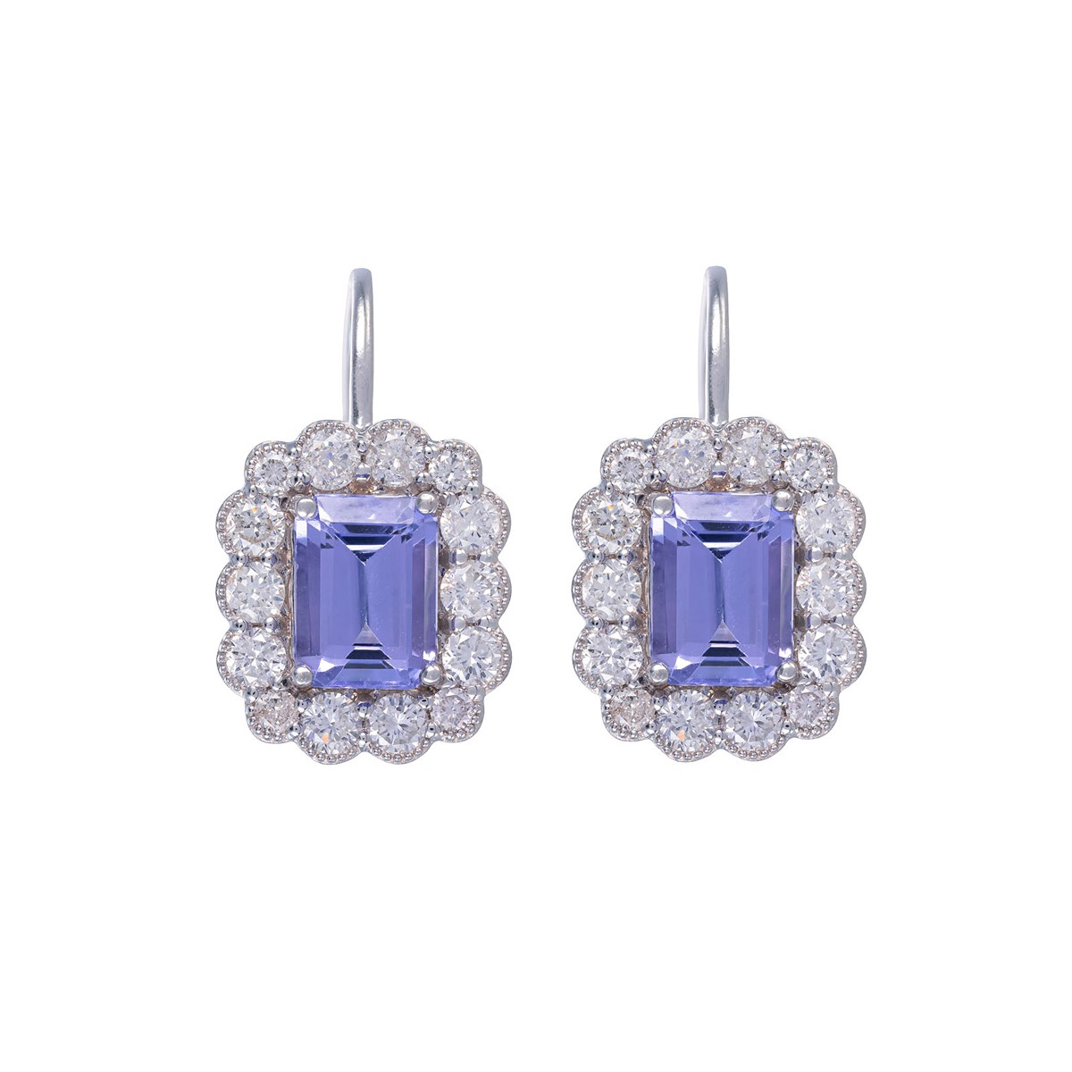 Výrazné náušnice s přírodními tanzanity 3,00 ct a diamanty 1,48 ct