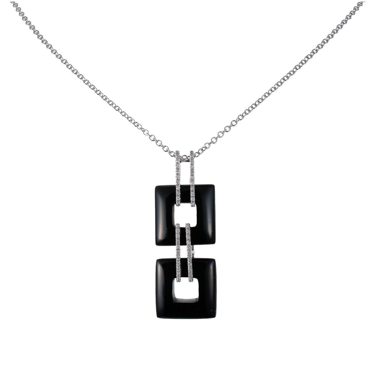 Zlatý náhrdelník s onyxy a diamanty