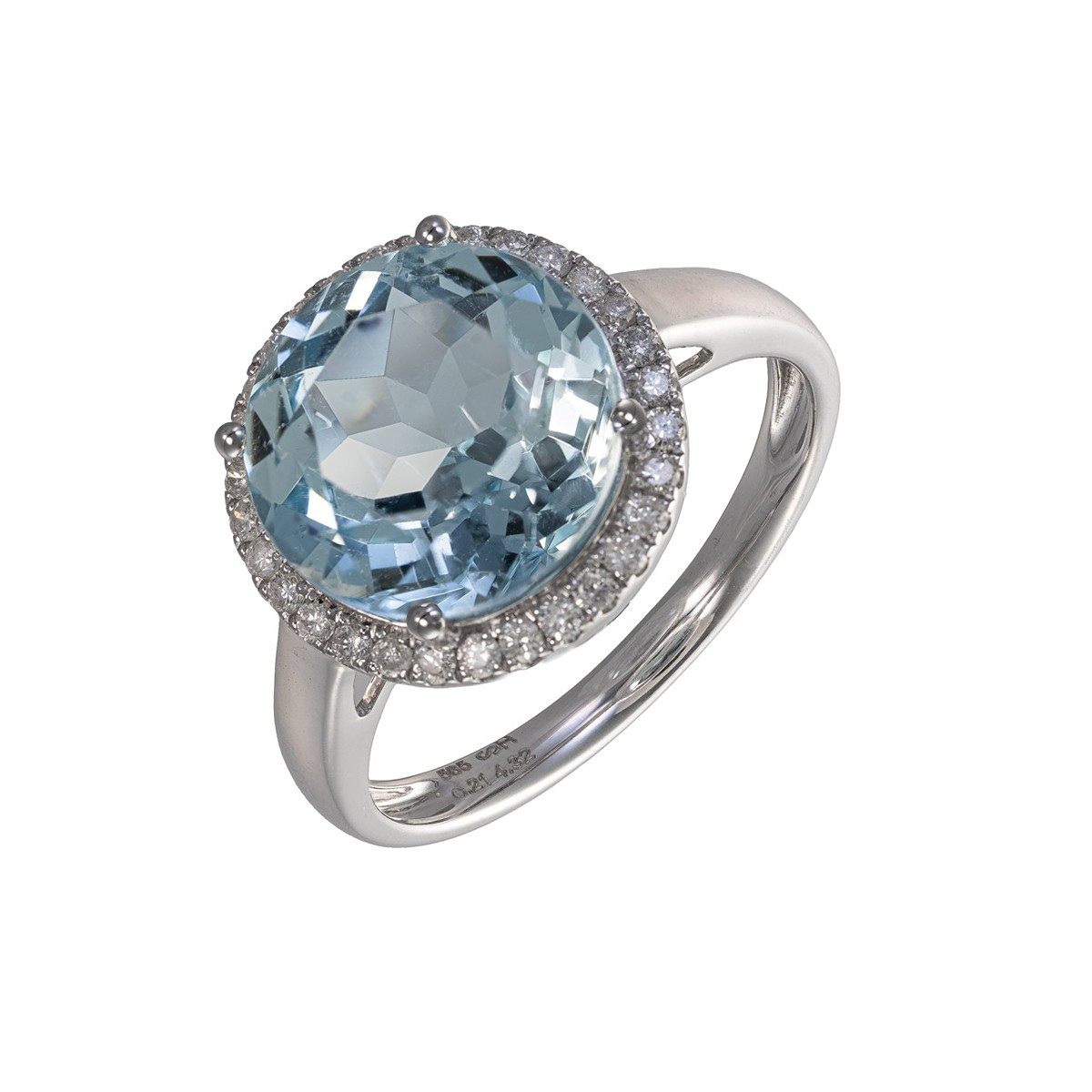 Diamantový prsten s přírodním akvamarínem 4,32 ct a diamanty 0,21 ct