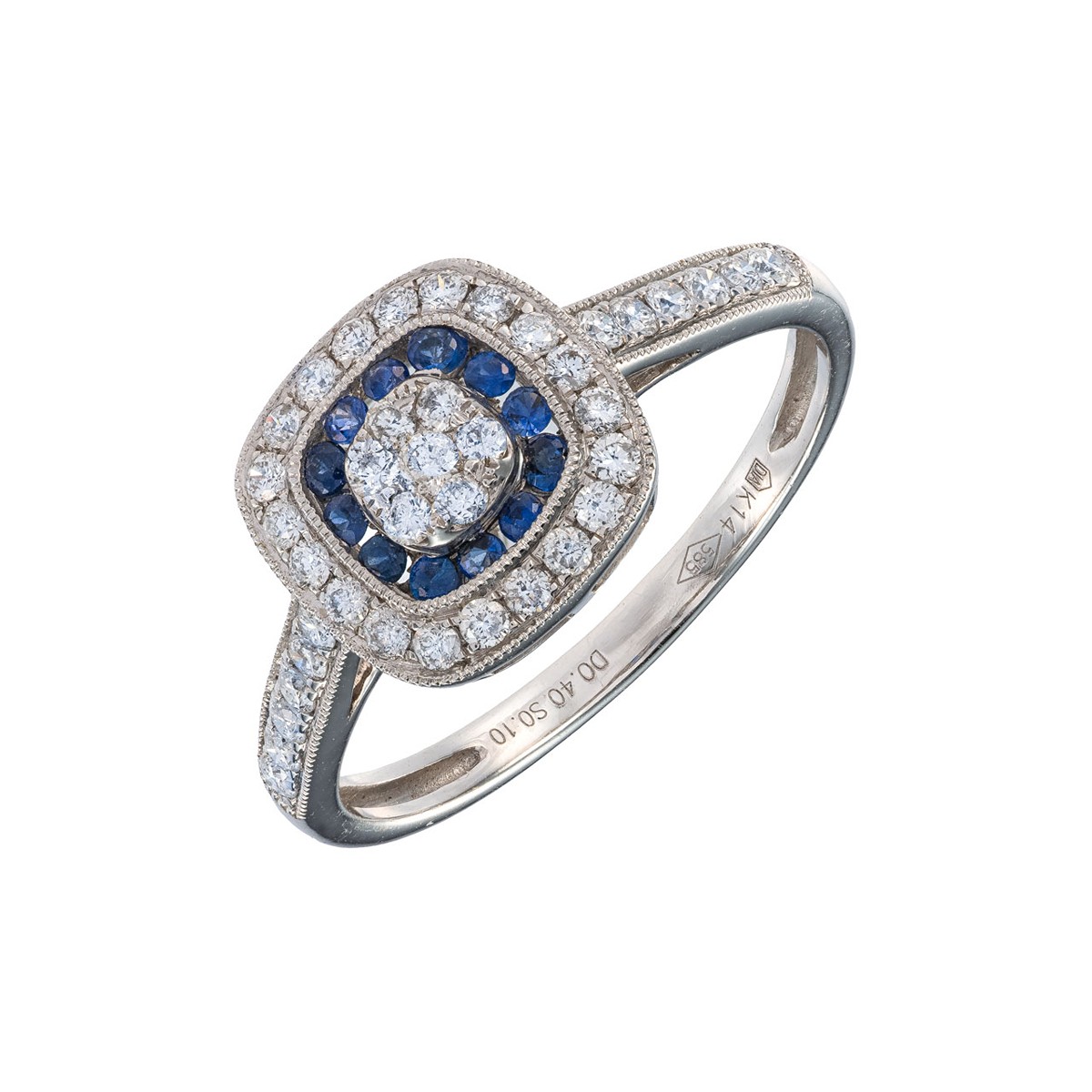 Diamantový prsten se safíry – diamanty 0,40 ct