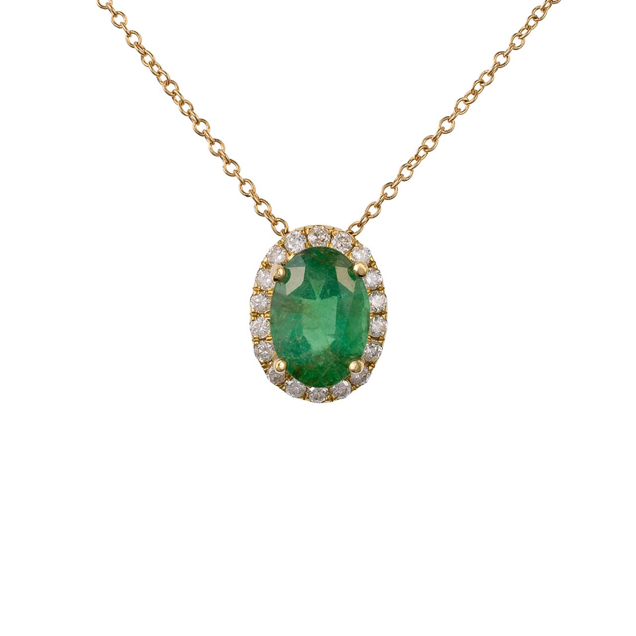 Zlatý přívěsek se smaragdem a diamanty