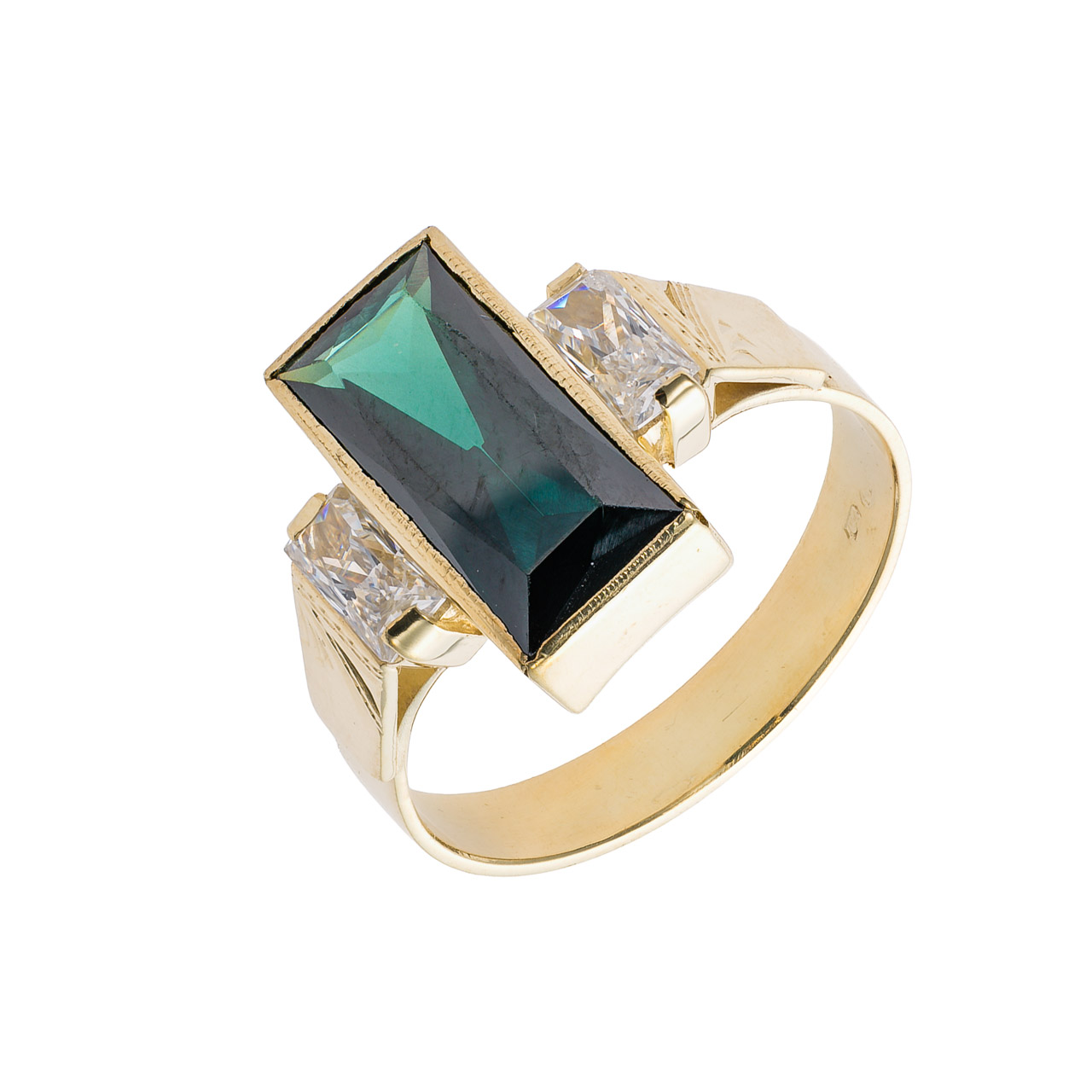 Zlatý prsten se zeleným kamenem