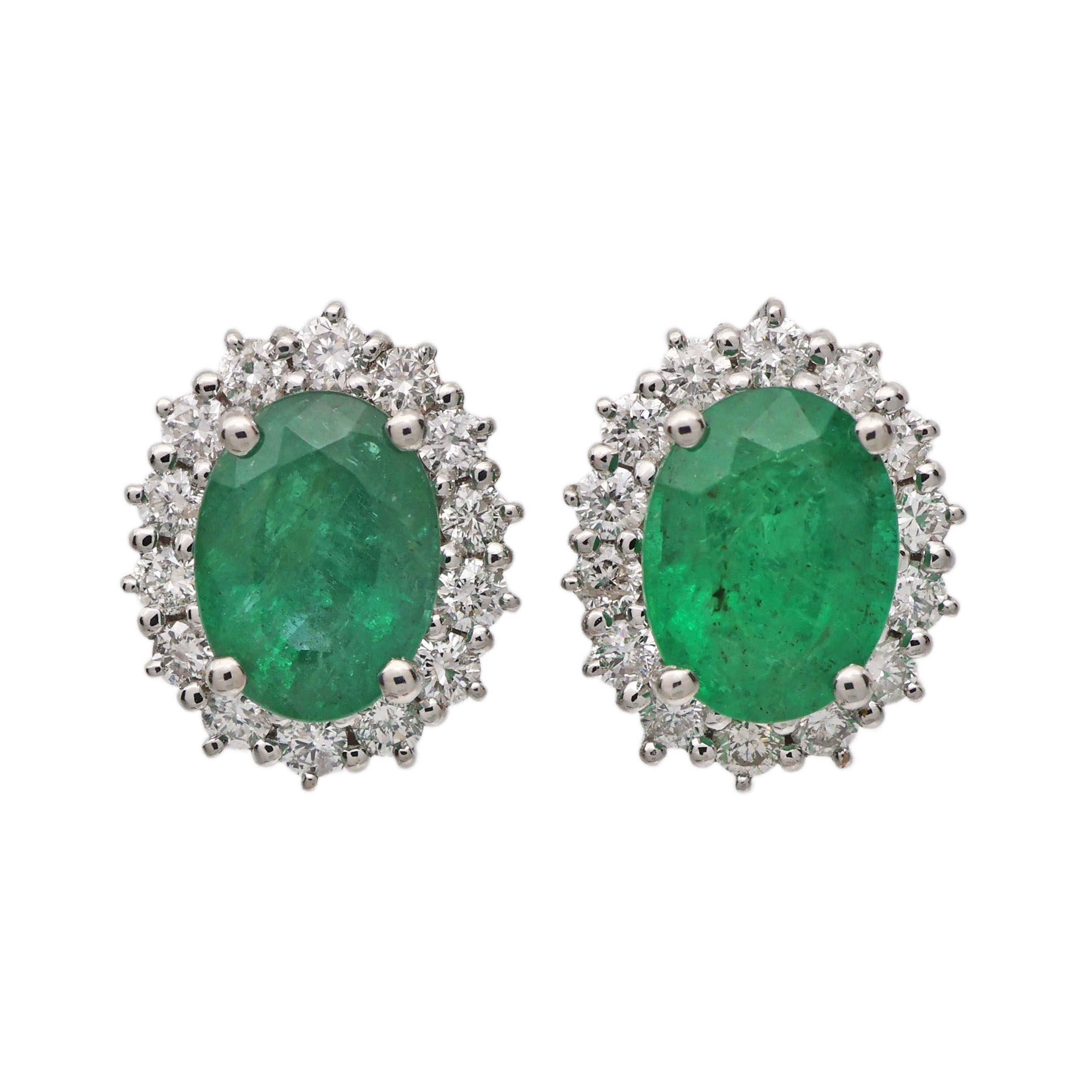 Zlaté náušnice s přírodními smaragdy 2,50 ct a brilianty 0,60 ct