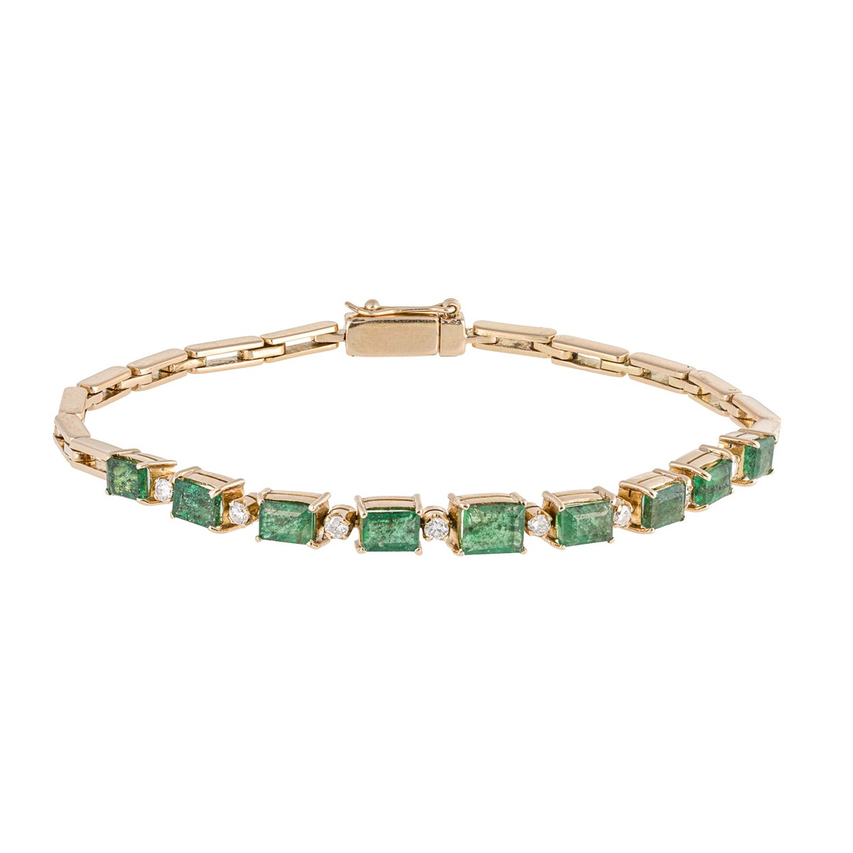 Smaragdový náramek ze žlutého zlata s přírodními smaragdy 2,00 ct a diamanty – certifikováno