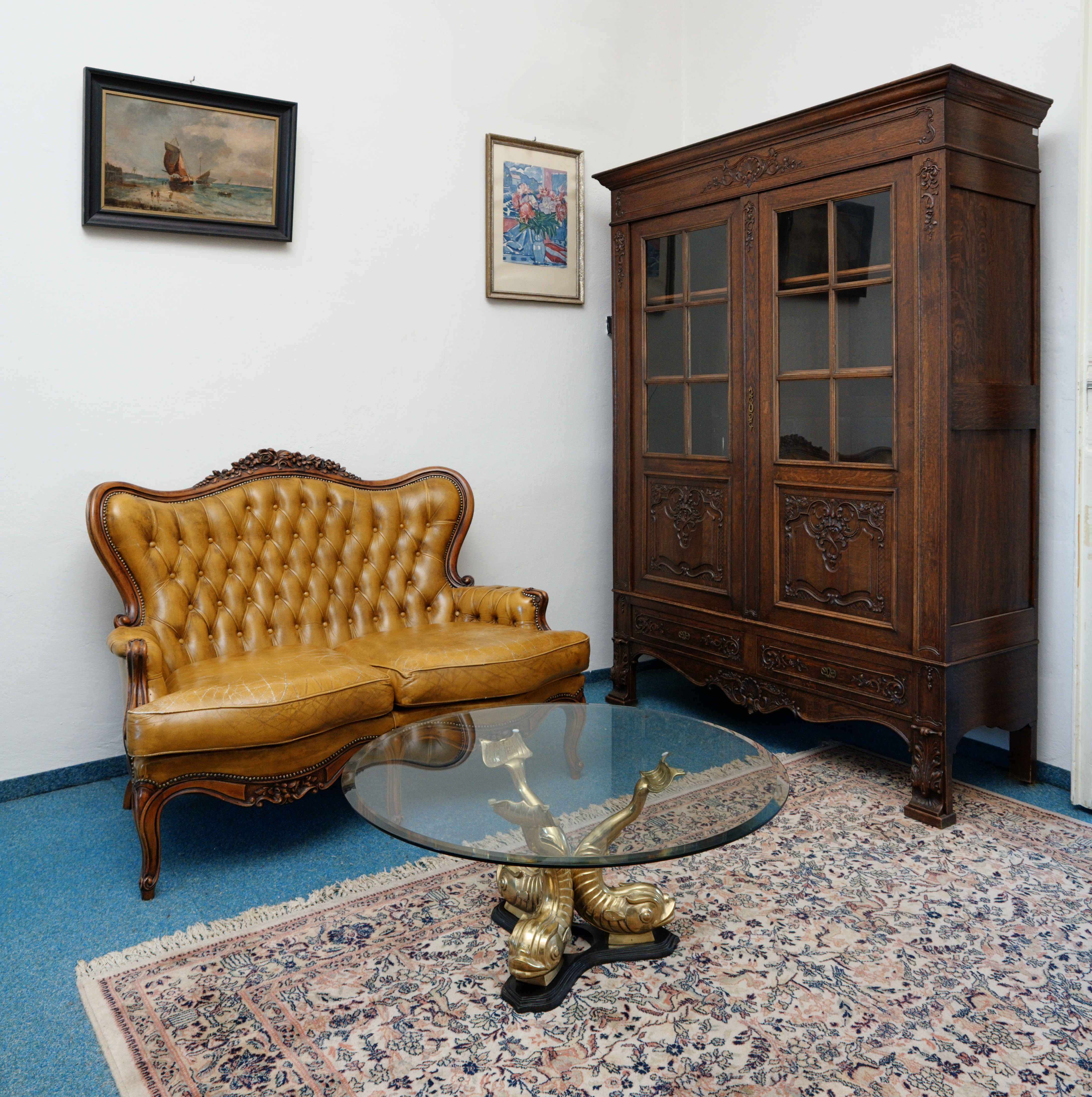 Vintage konferenční stolek Hollywood regency s delfíny - 2