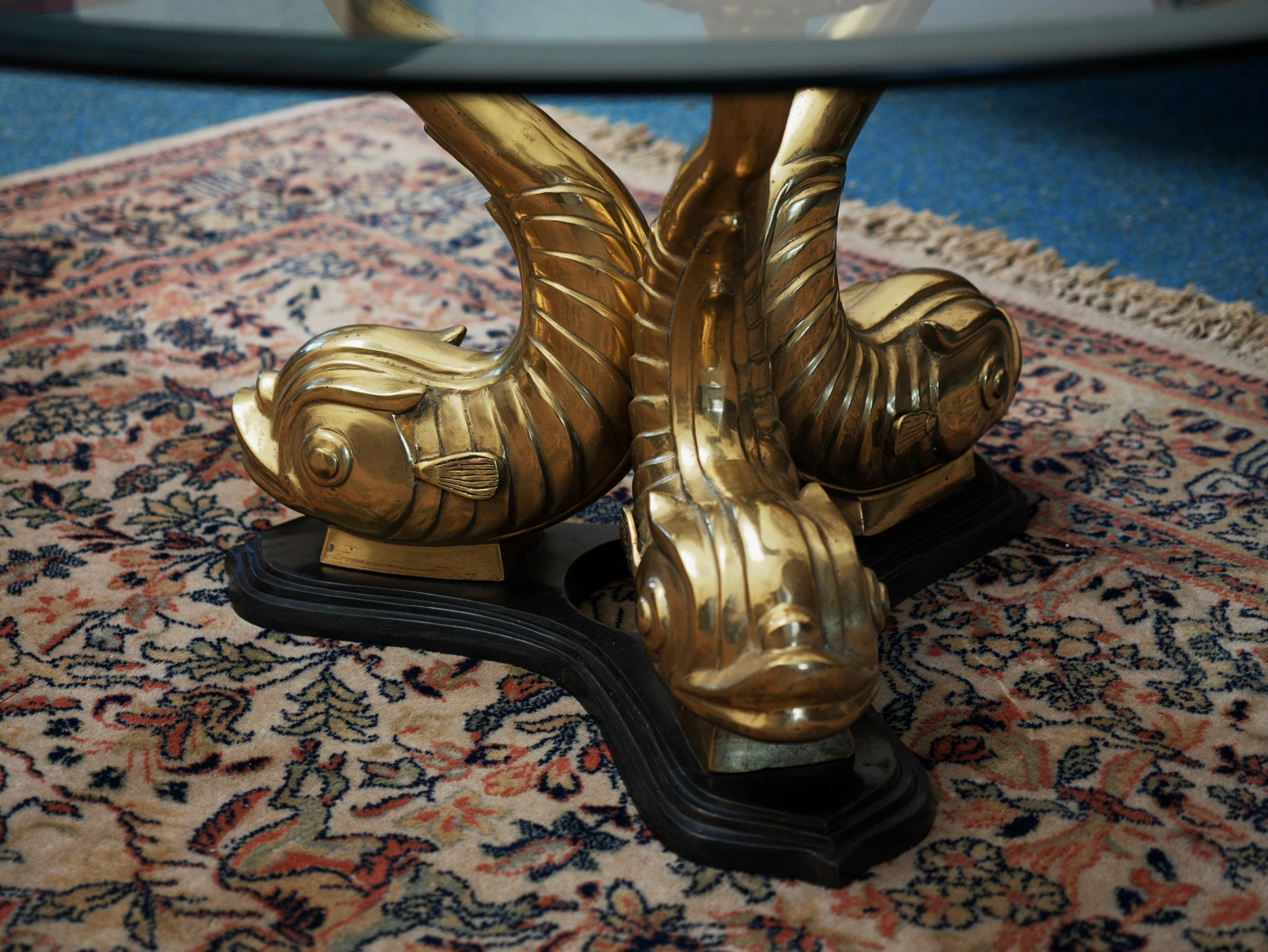 Vintage konferenční stolek Hollywood regency s delfíny - 7