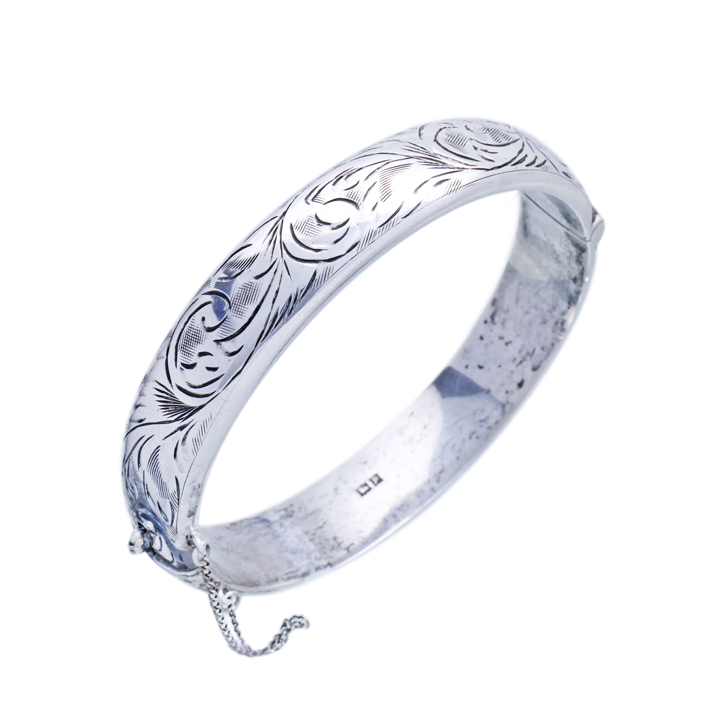 Starožitný stříbrný pevný náramek