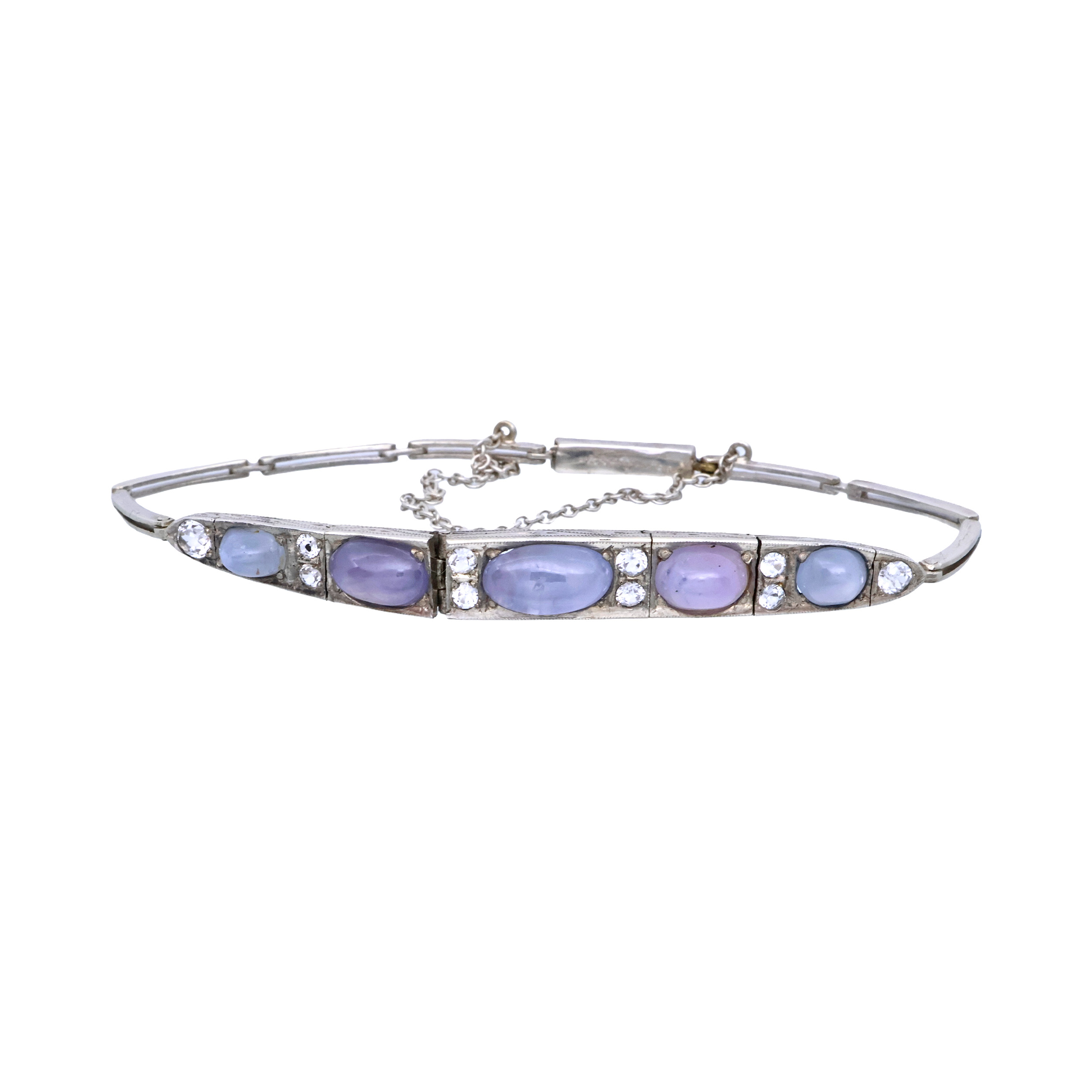 Starožitný stříbrný náramek s přírodními asterickými safíry