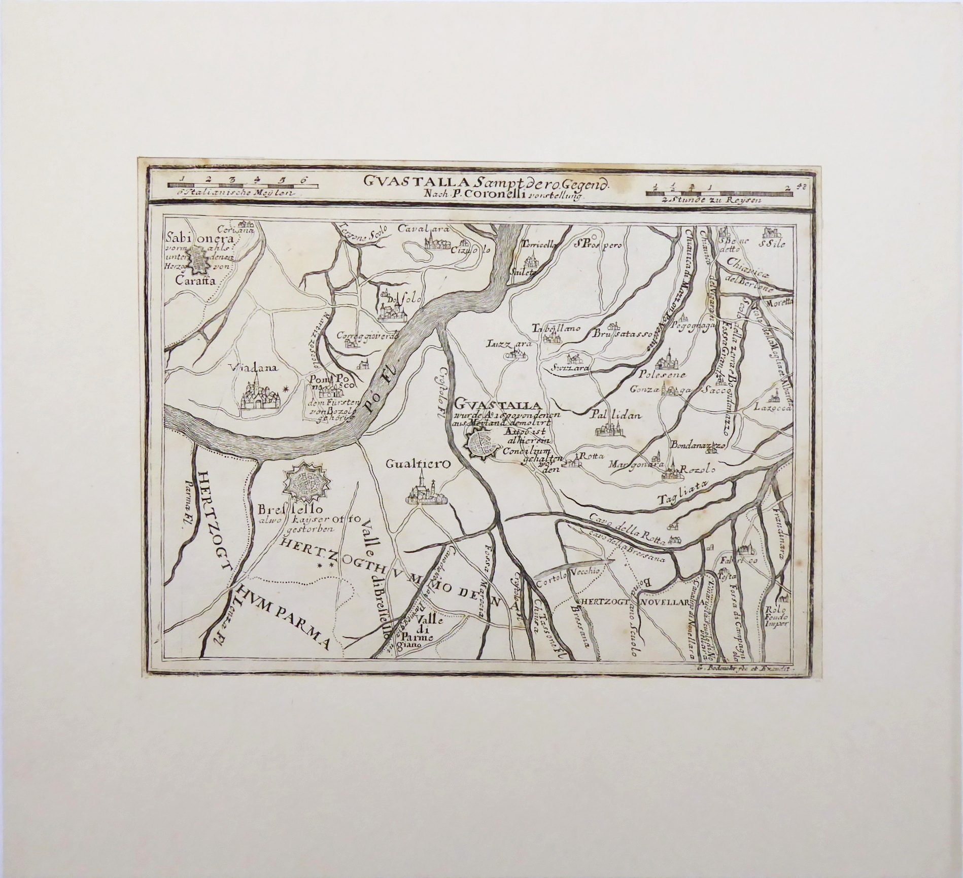 Bodenehr Gabriel starší – Guastalla, plán města a okolí