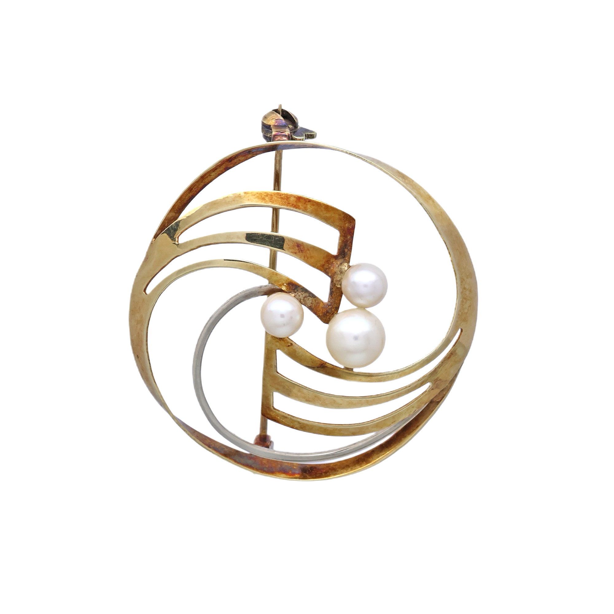 Starožitná zlatá brož s perlami