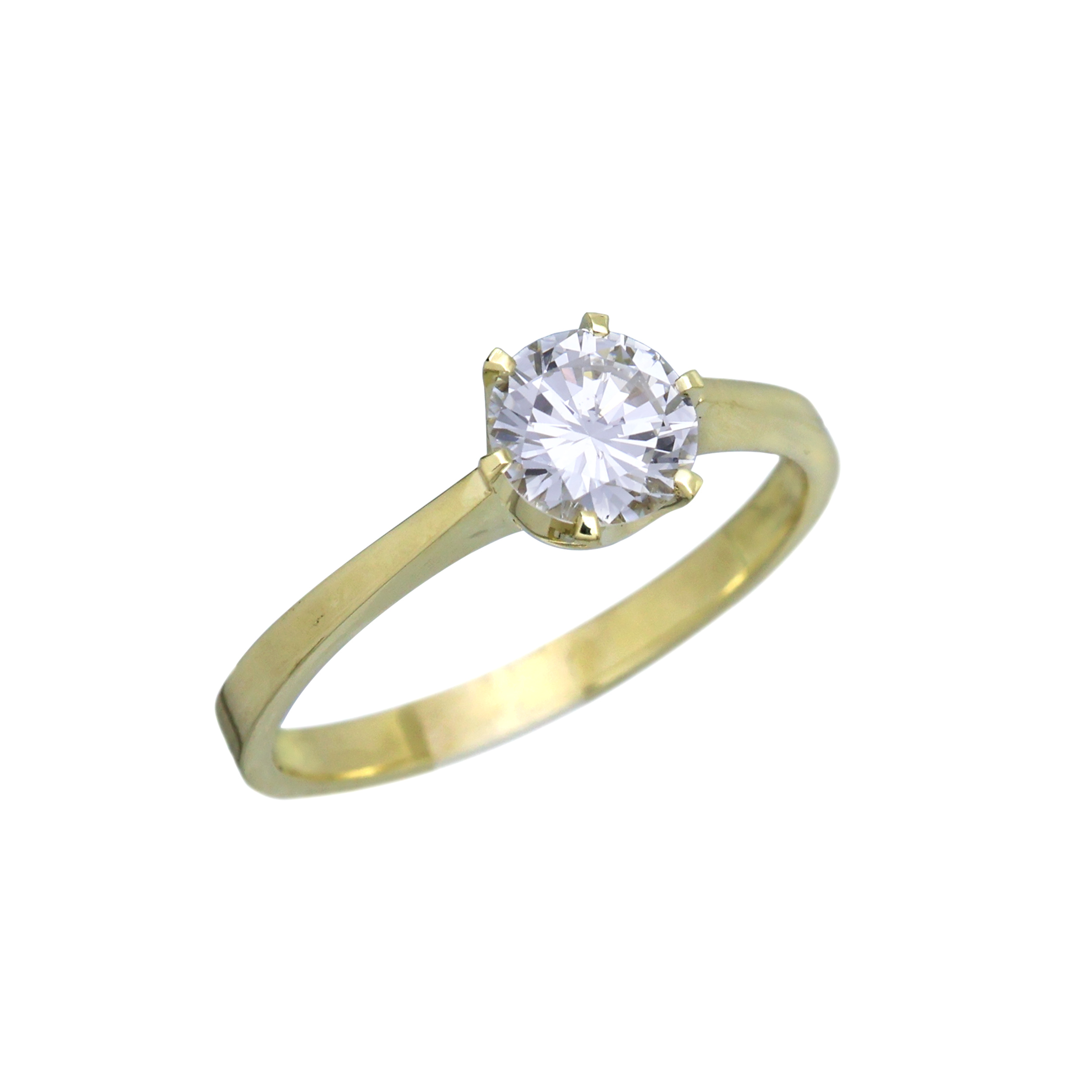 Zlatý prsten s přírodním briliantem 0,68 ct (vzácně bílý) + CERTIFIKÁT