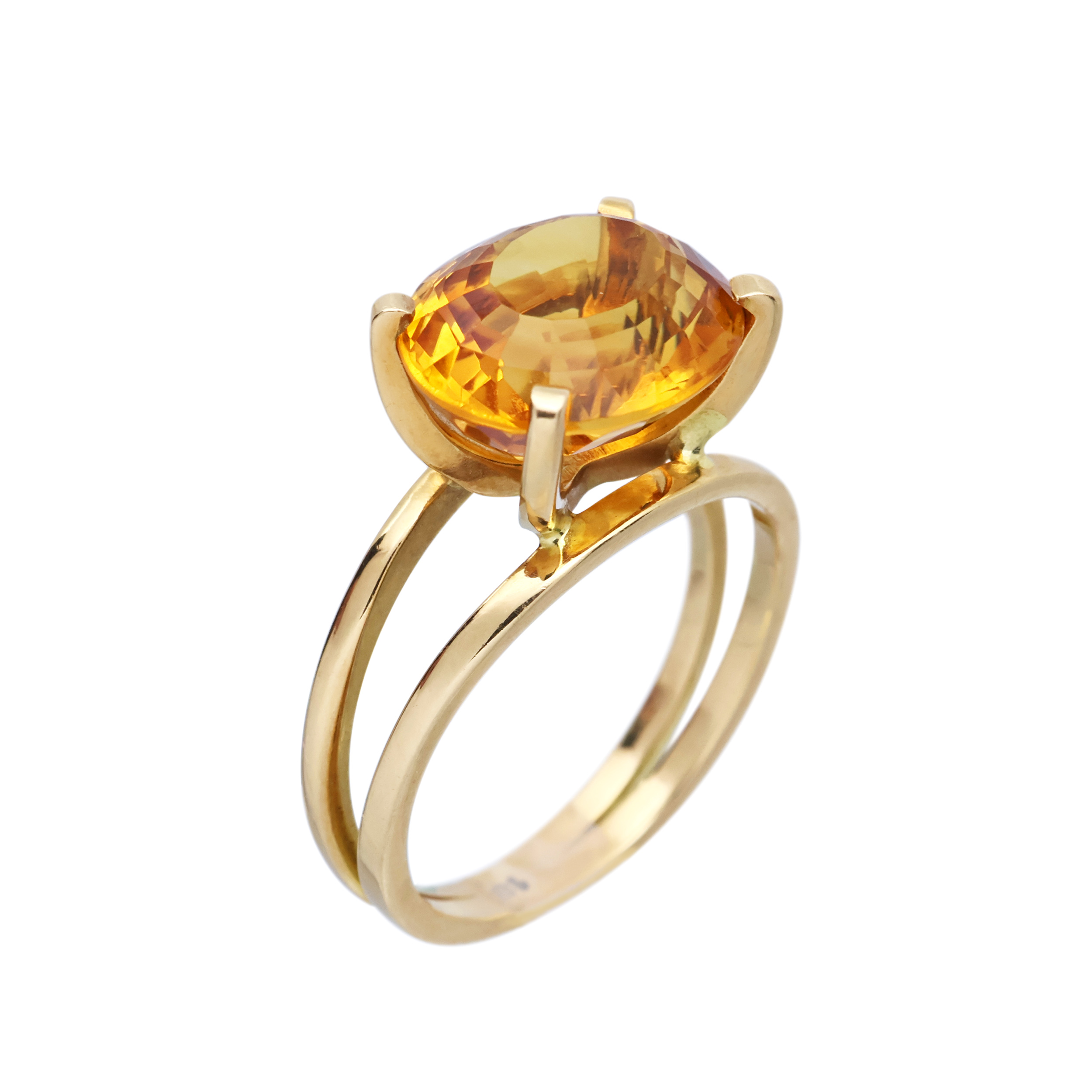 Zlatý prsten s přírodním velkým citrínem 4,90 ct