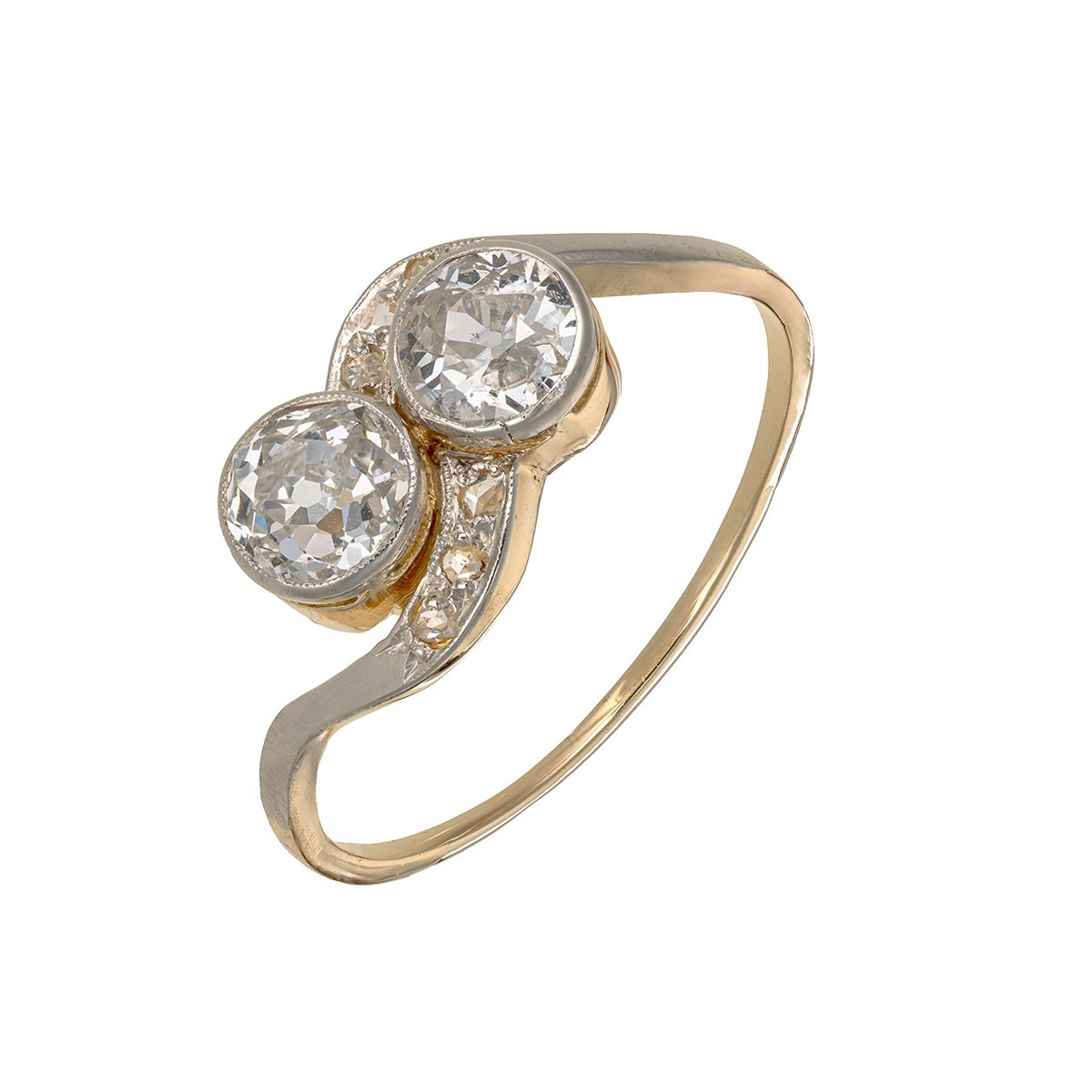 Art Deco diamantový prsten ze žlutého zlata 0,88 ct – certifikováno