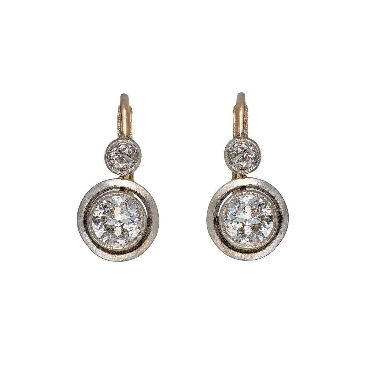 Zlaté náušnice s přírodními diamanty (1,60 ct) Art Deco – certifikováno