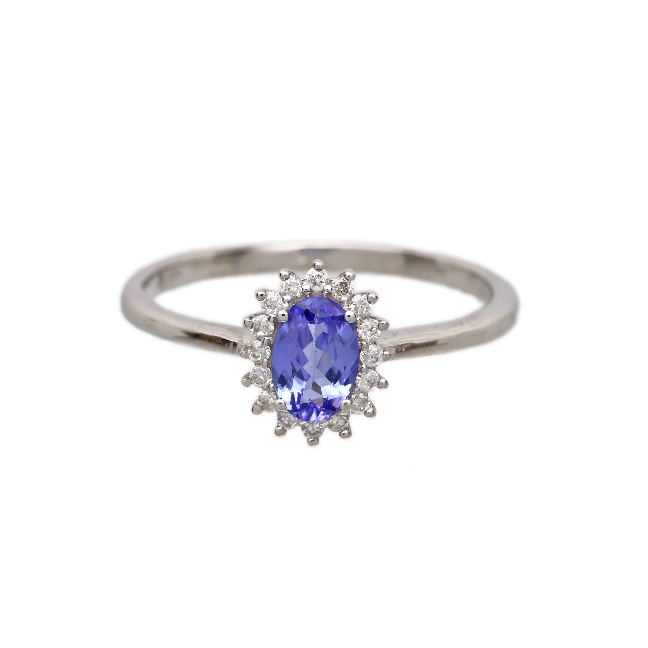 Zlatý prsten s přírodním tanzanitem 0,40 ct a diamanty