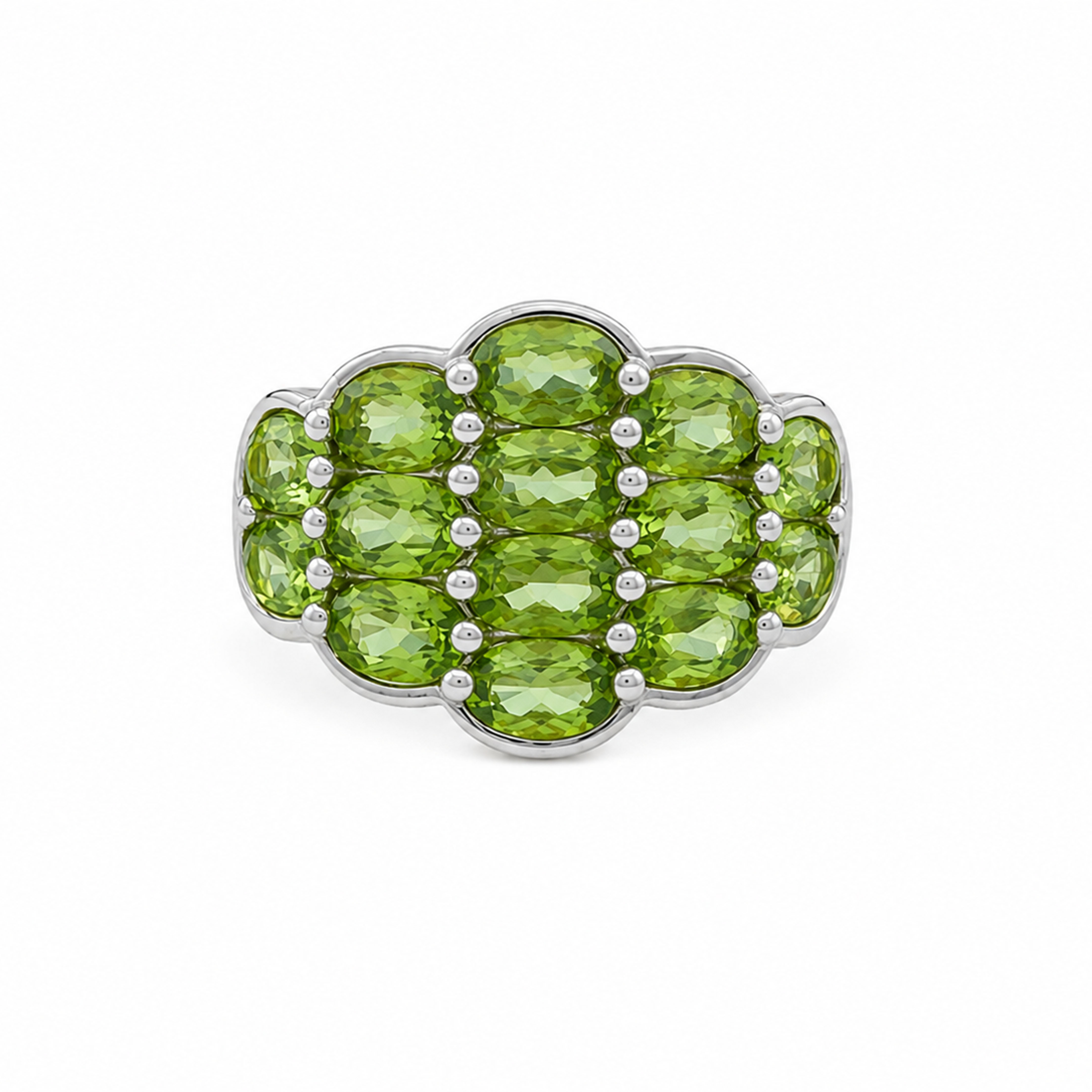 Stříbrný prsten s přírodními peridoty