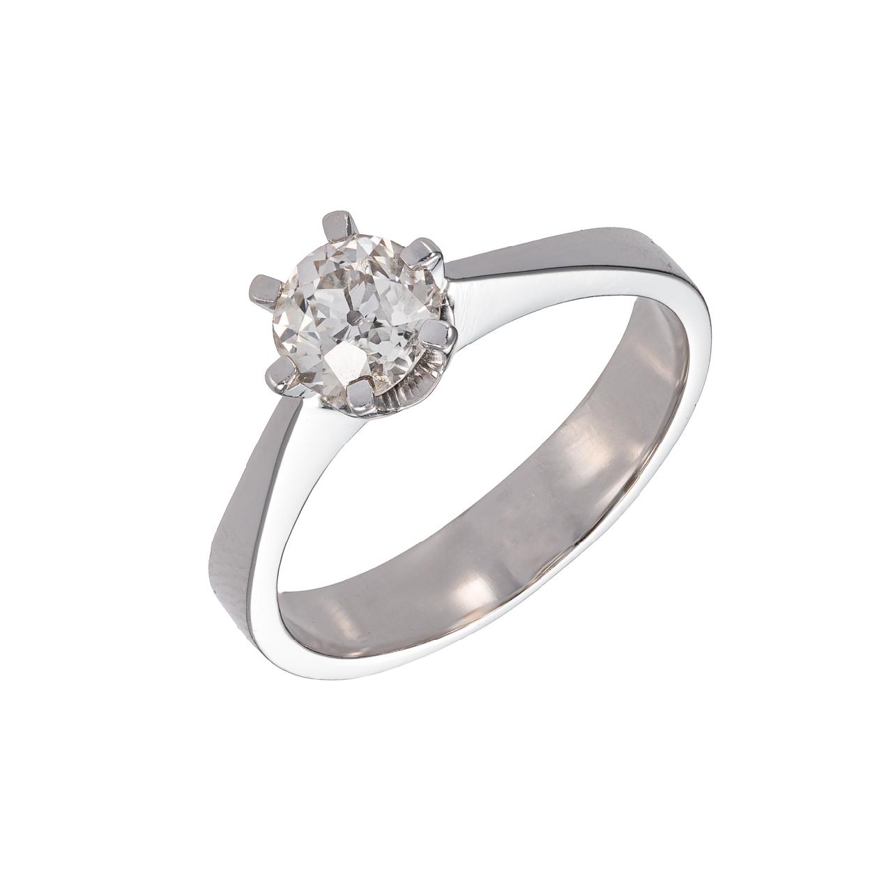 Diamantový solitérní prsten z bílého zlata 0,98 ct – certifikováno