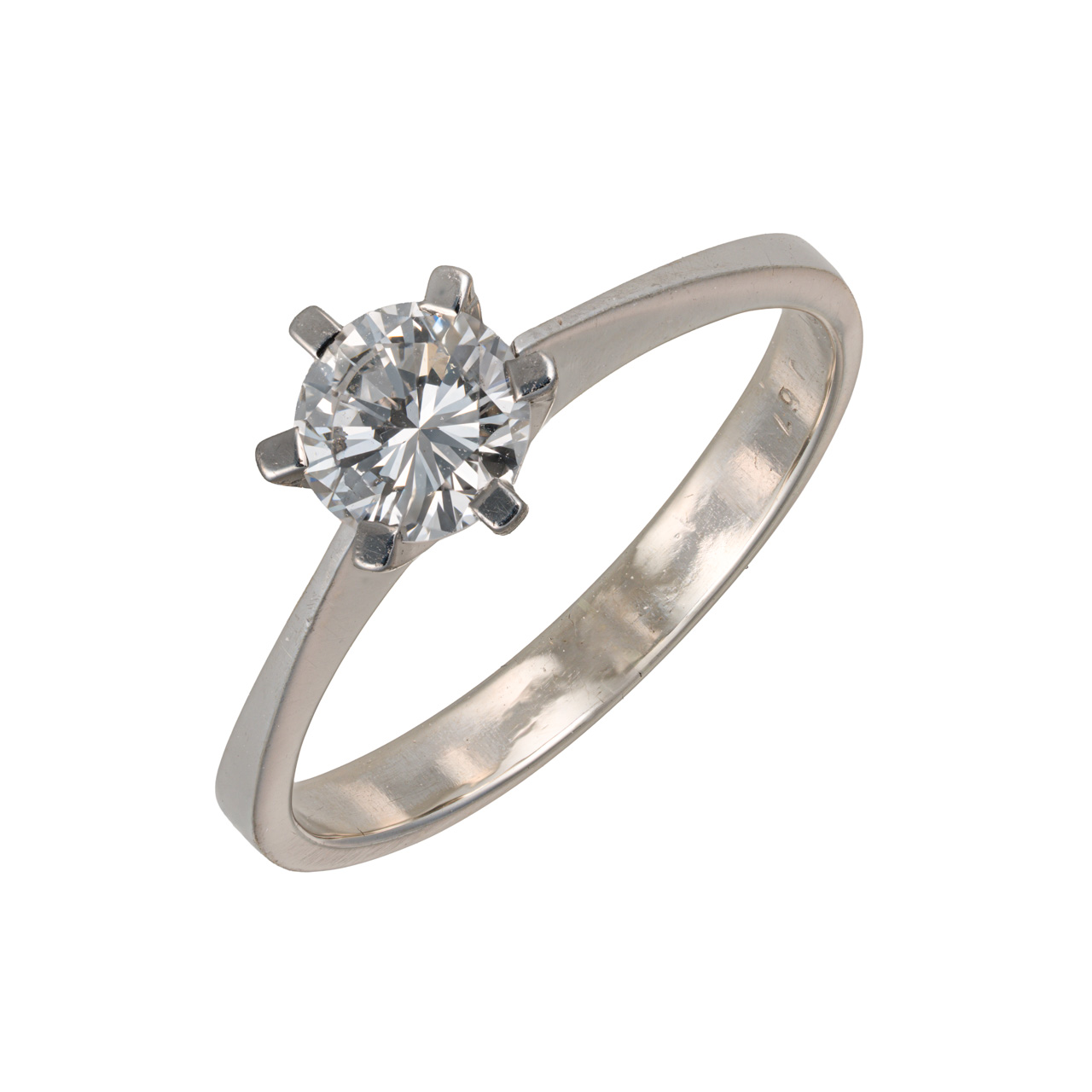 Diamantový solitérní prsten z bílého zlata 0,61 ct – certifikováno