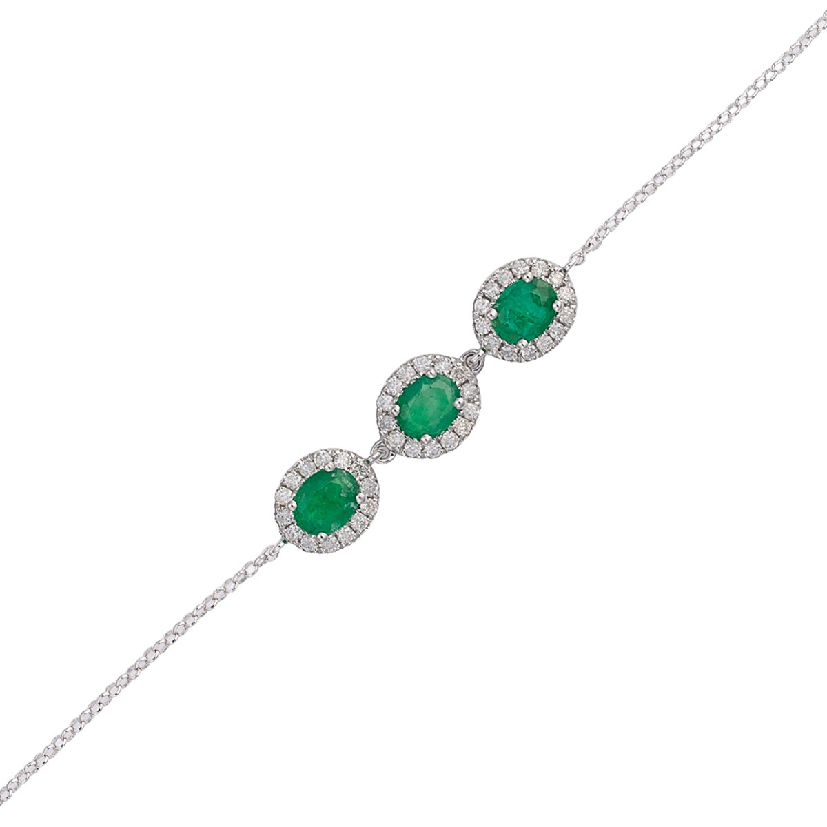 Elegantní zlatý náramek zdobený přírodními smaragdy a diamanty