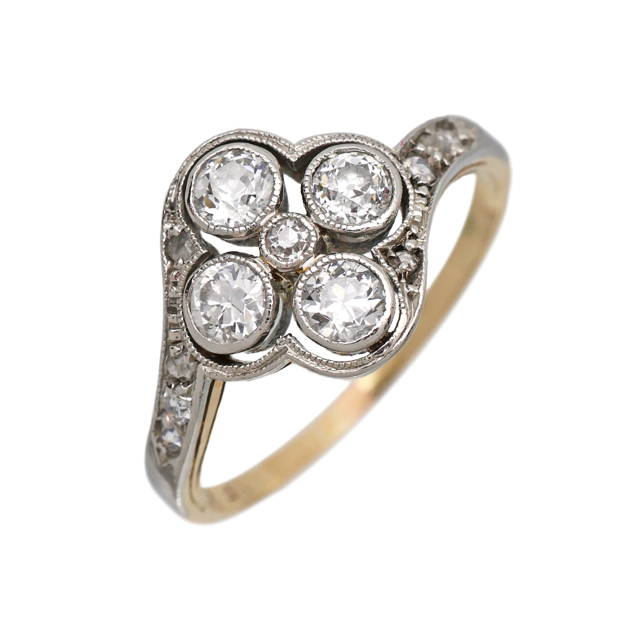 Art Deco zlatý prsten s přírodními diamanty 0,45 ct
