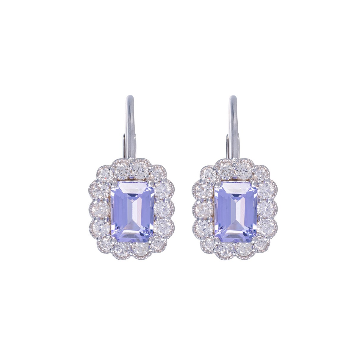 Zlaté náušnice s přírodními tanzanity 2,22 ct a diamanty 0,89 ct