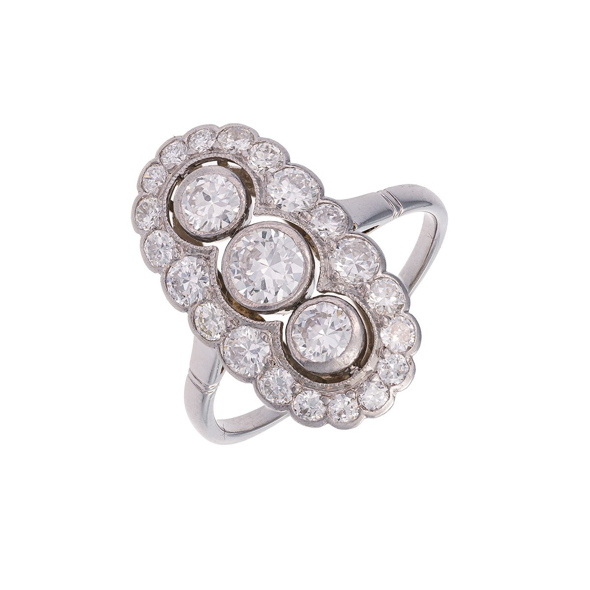 Diamantový Art Deco prsten z bílého zlata s výjimečně bílými diamanty 0,87 ct – certifikováno