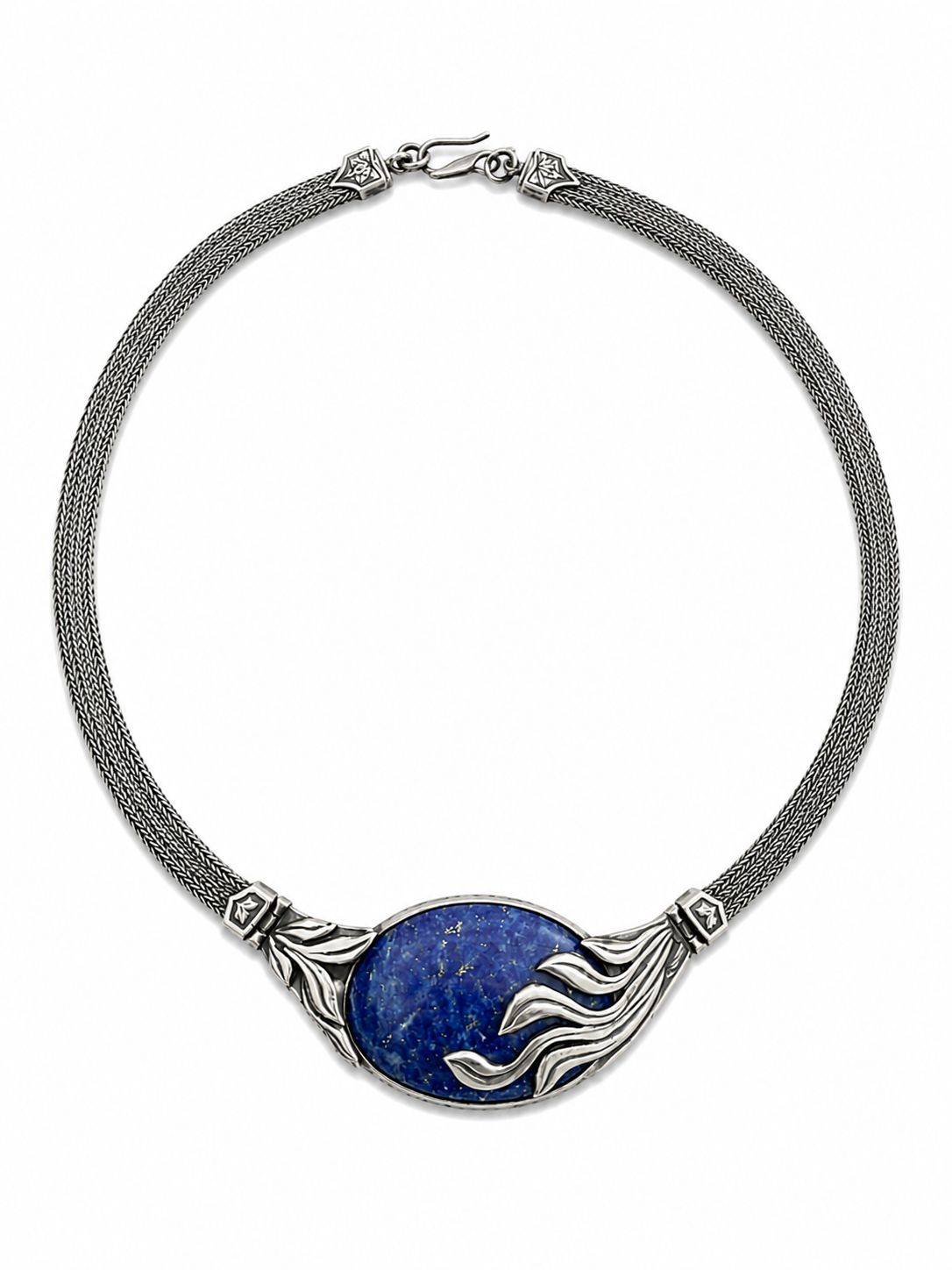 Stříbrný vintage náhrdelník s lapisem lazuli