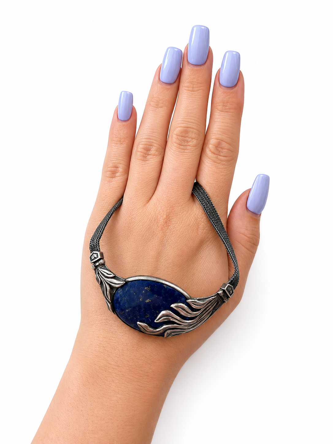 Stříbrný vintage náhrdelník s lapisem lazuli - 2