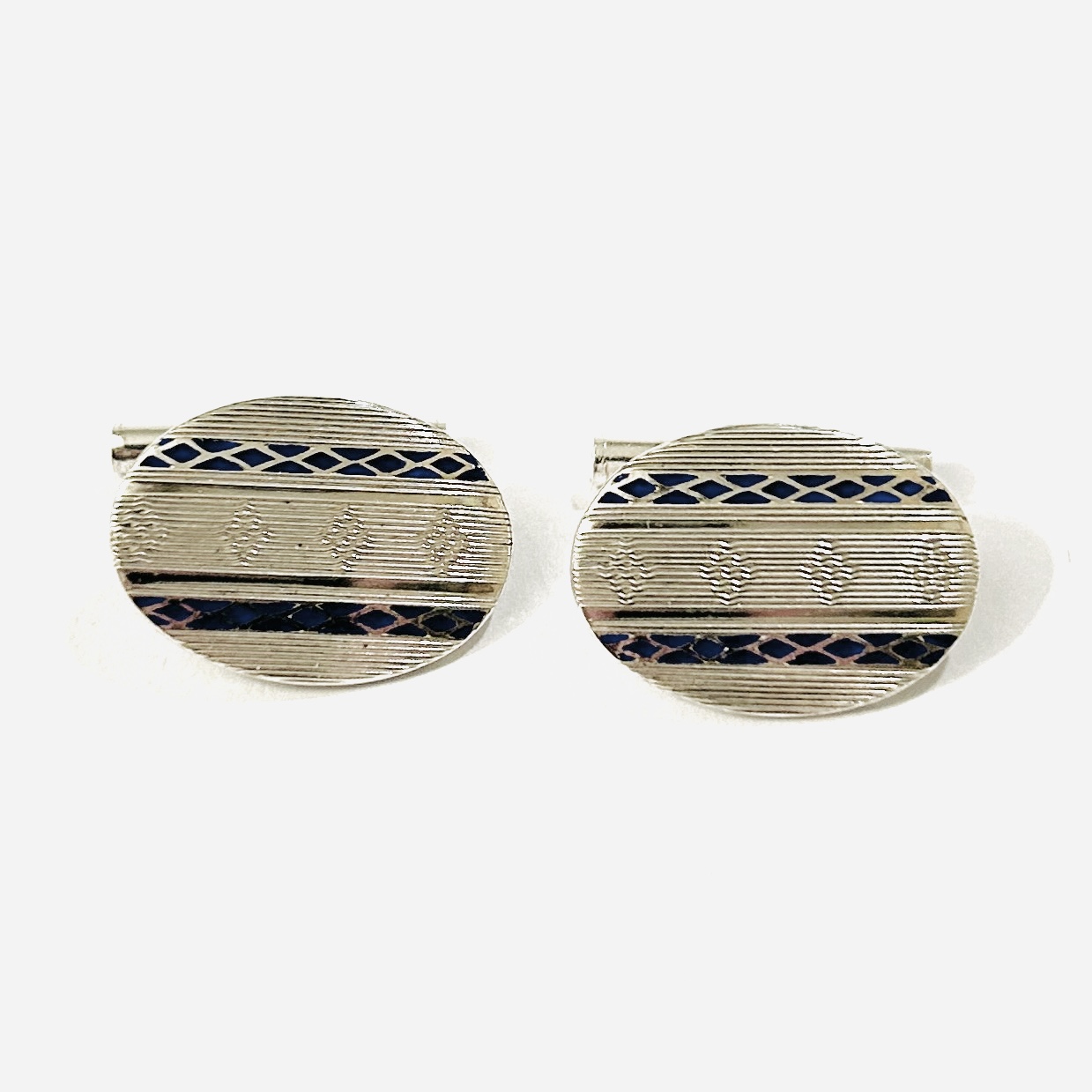 Stříbrné art-deco manžetové knoflíčky se smaltem - Fuhner & Assmus